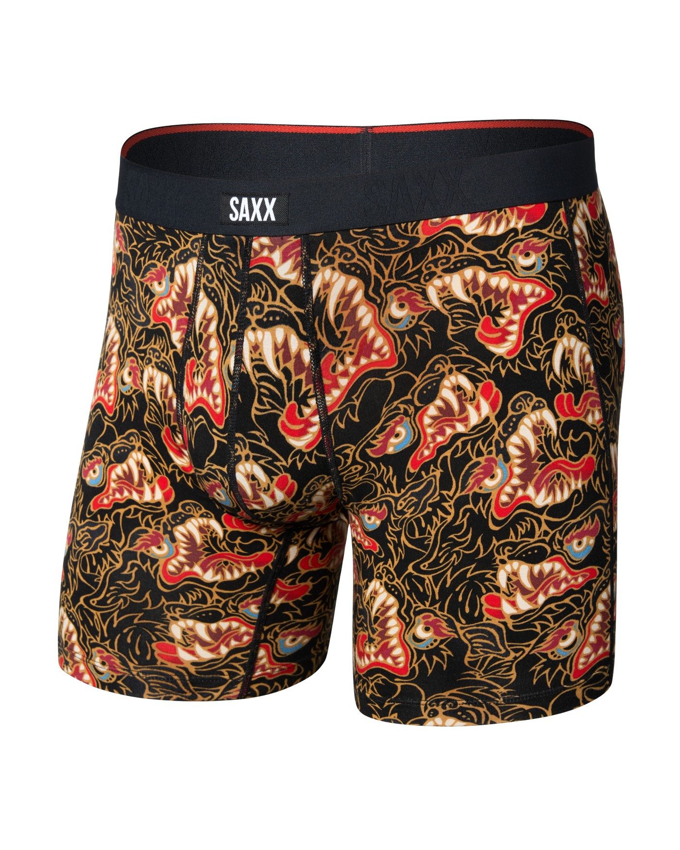 SAXX Boxershorts Vibe Xtra Soft Comfort Boxer Brief Fly Drache schwarz/rot Herren