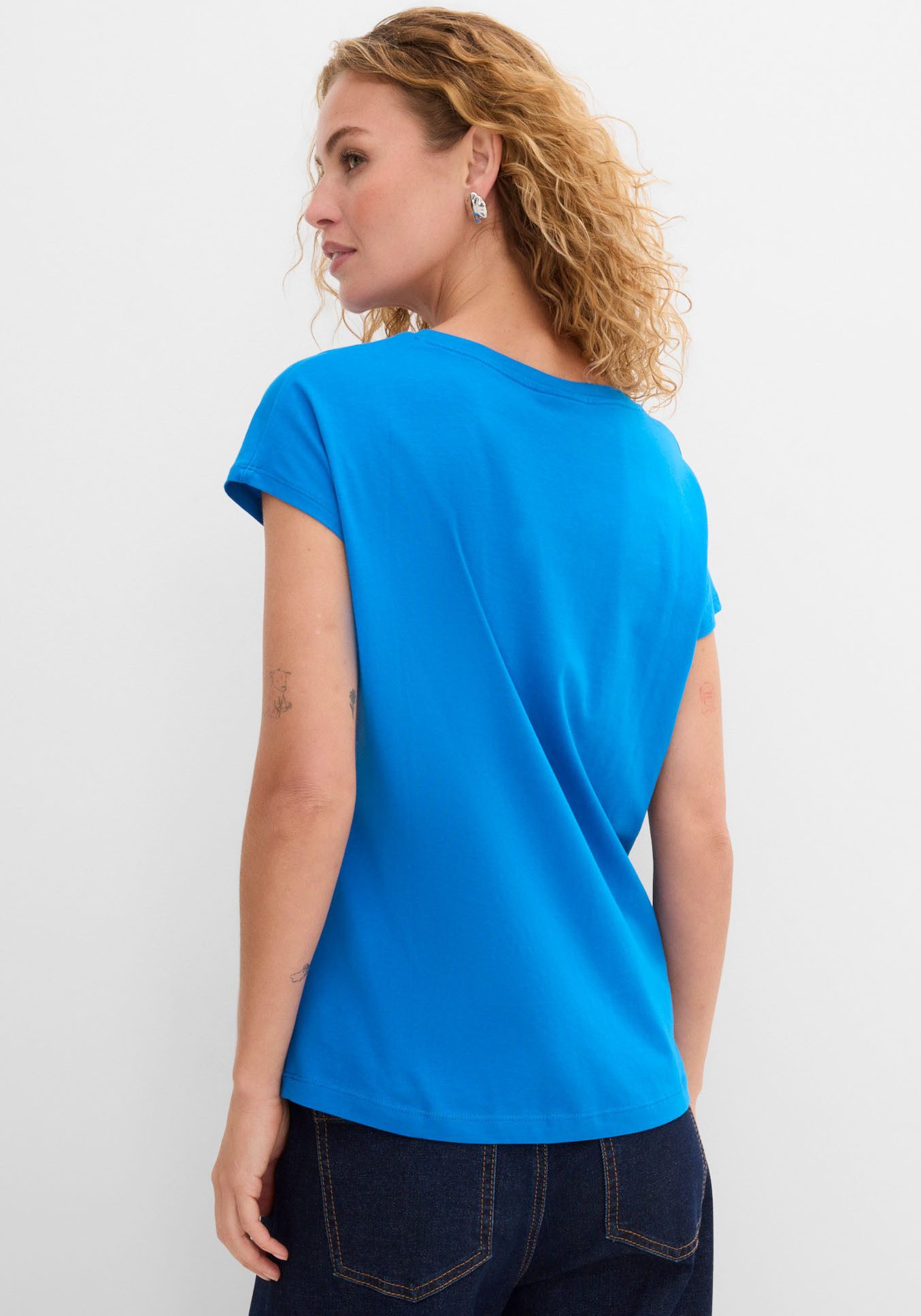 bonprix T-Shirt lockere Passform, Kurzarm, aus Baumwolle