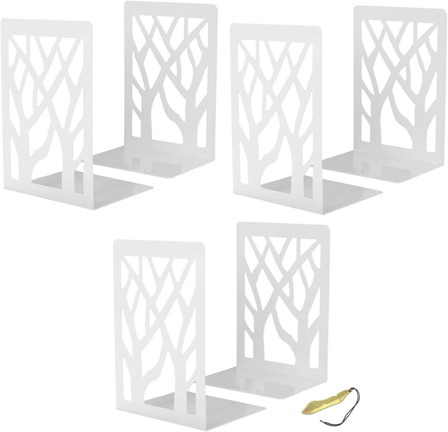 LuxusKollektion Buchstütze Moderne Metall Подставки для книг Weiß 3 Paar für Regal DVDs Bücher 12x9x16cm