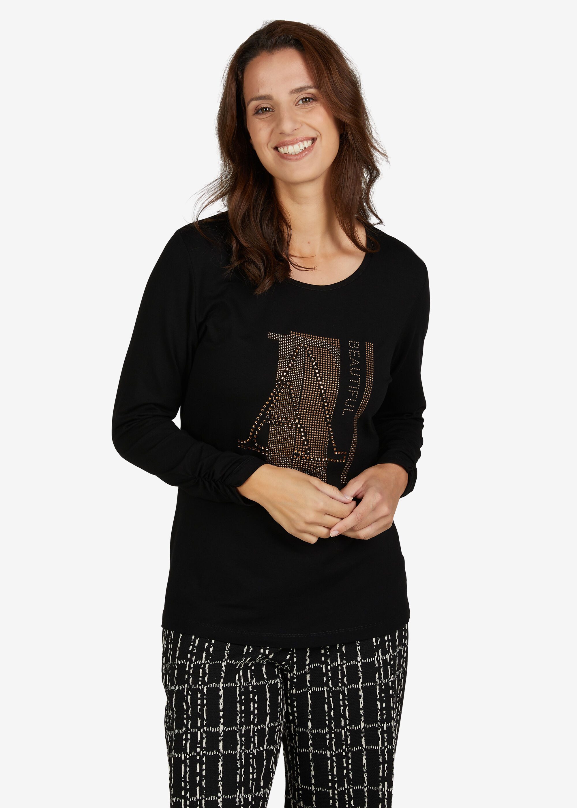 seeyou Langarmshirt (1-tlg) mit Ziersteinen