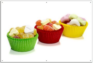 Wallario Sichtschutzzaunmatten Sweets - Süßigkeiten-Muffins in der Küche