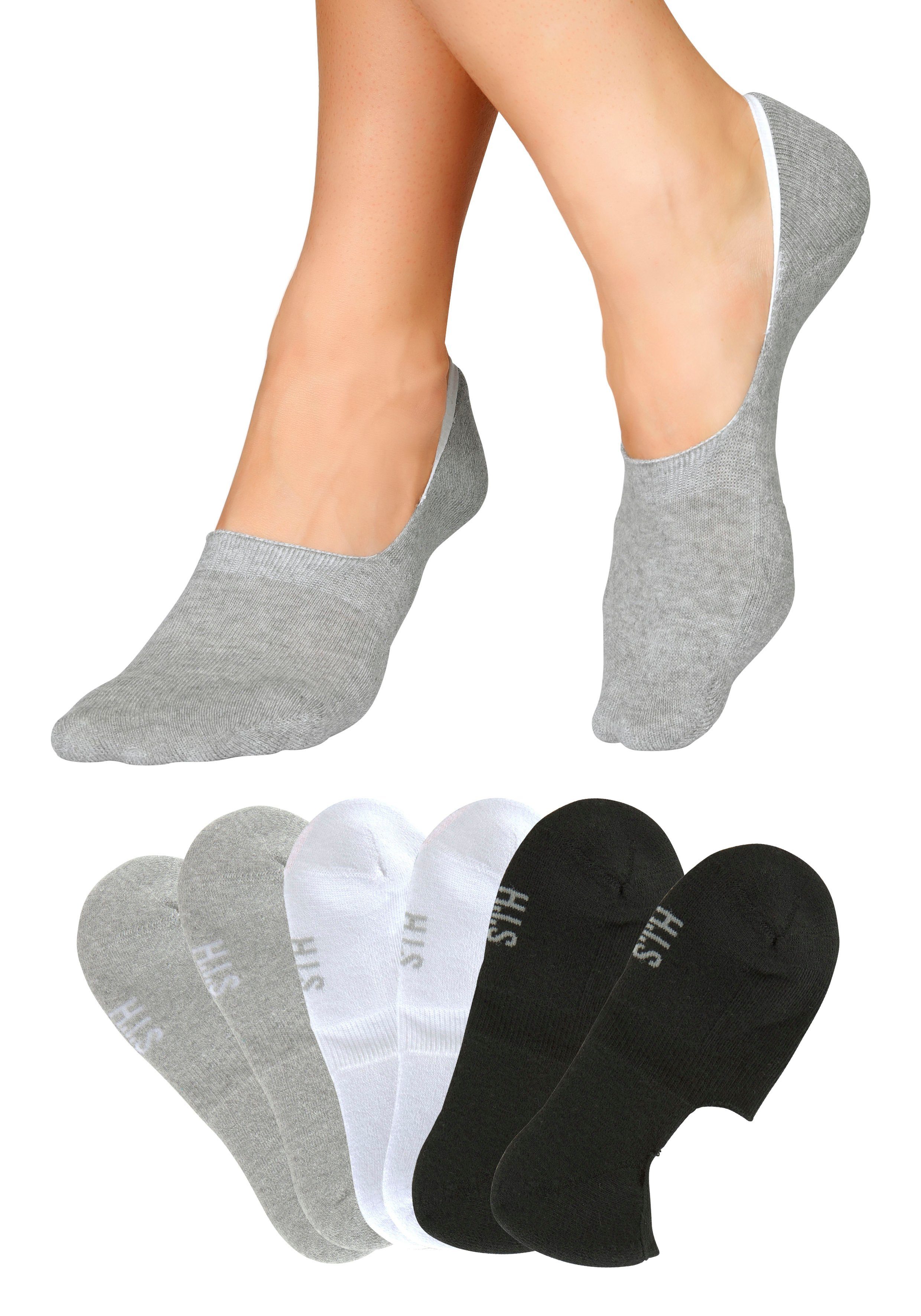 H.I.S Füßlinge Damen Herren No Show Sneaker socken Atmungsaktiv (Packung, 6-Paar, bis Gr. 43-46) mit softem Frottee – Bild 2 von 5