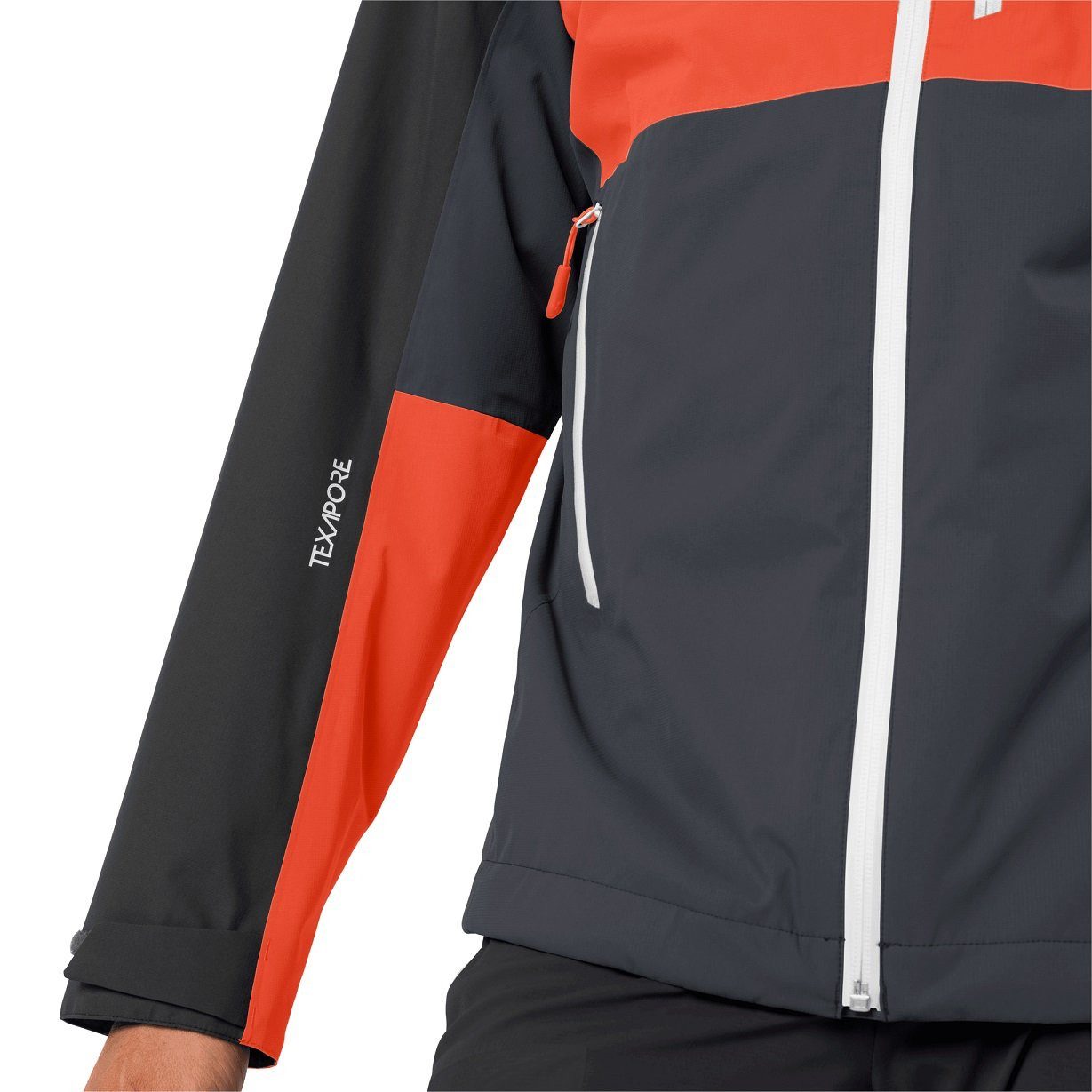 Jack Wolfskin Allwetterjacke Ganzjahresjacke Eagle Peak ebony/rot Herren – Bild 5 von 5