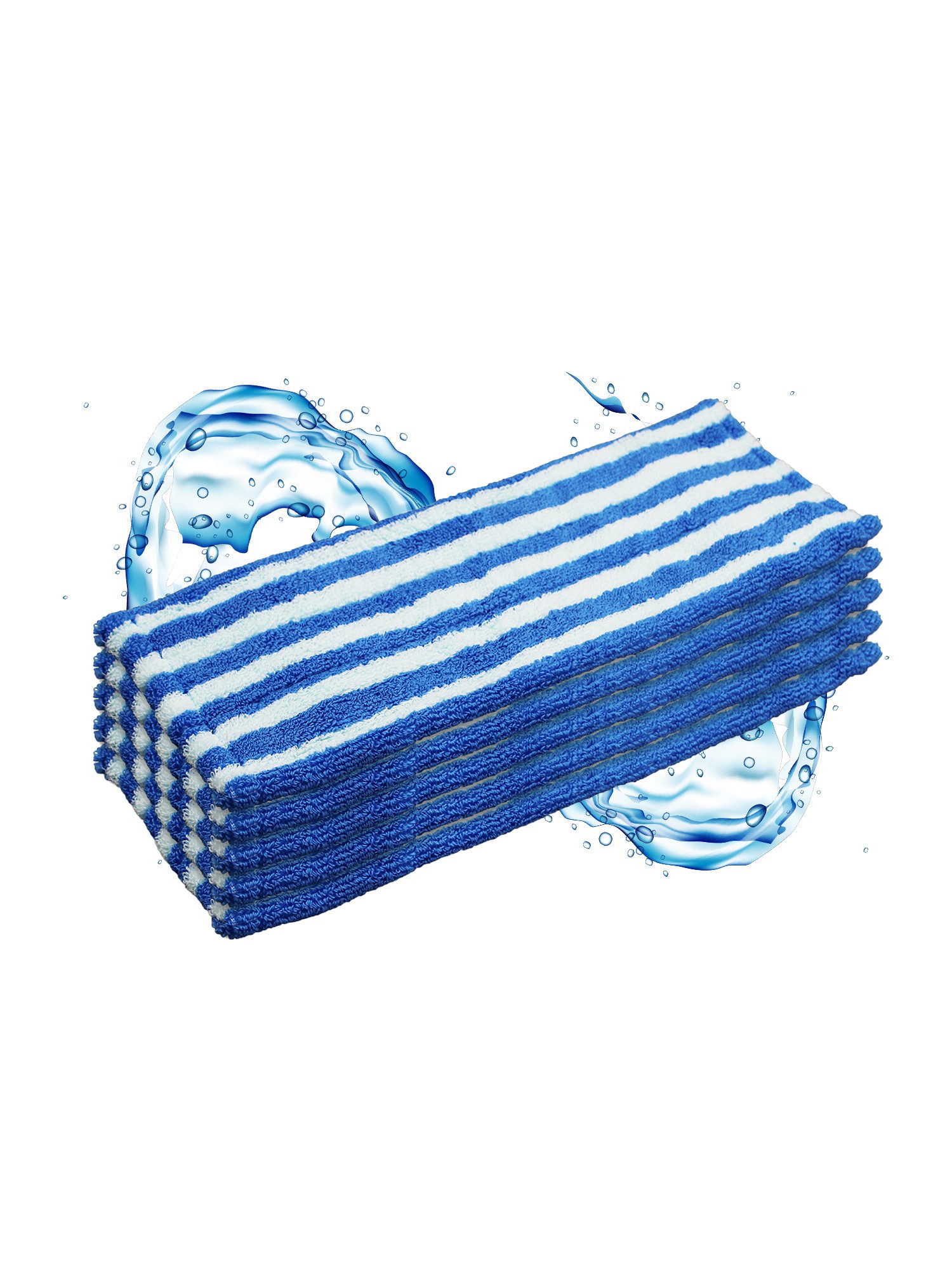 Moppland Premium Ersatzbezug für Bodenwischer 40-50cm Mikrofaser Streifen Mopp Wischmopp-Ersatzkopf (Mikrofaser, 40, Einzelartikel, 5-tlg., Wischmopp Ersatzbezug, 100% Mikrofaser Mopp EU-Ware: Schrumpf-Ausgleich & Streifenfrei)