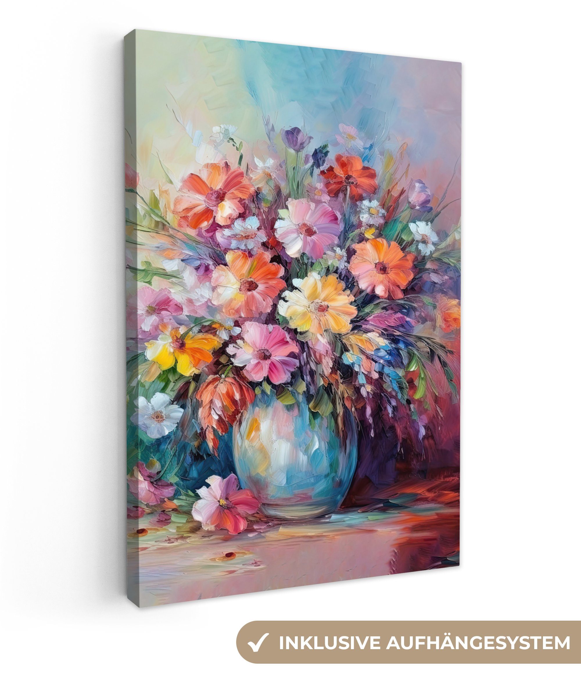 OneMillionCanvasses® Leinwandbild Blumen - Kunst - Malerei - Frühling - Blu günstig online kaufen