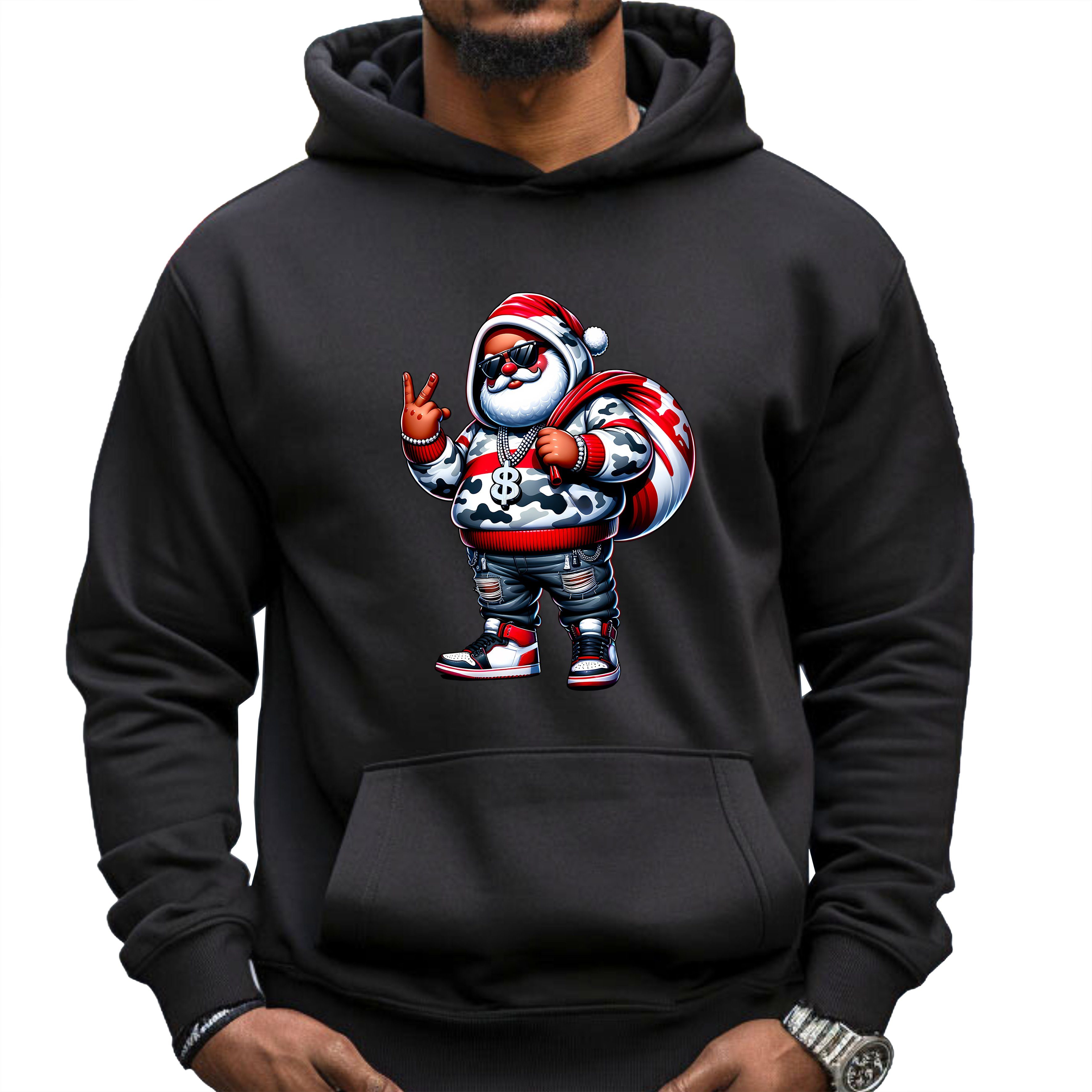 Banco Hoodie Kapuzenpullover mit Weihnachtsmotiven Winter Größen XS bis 6XL Schwarz4.0