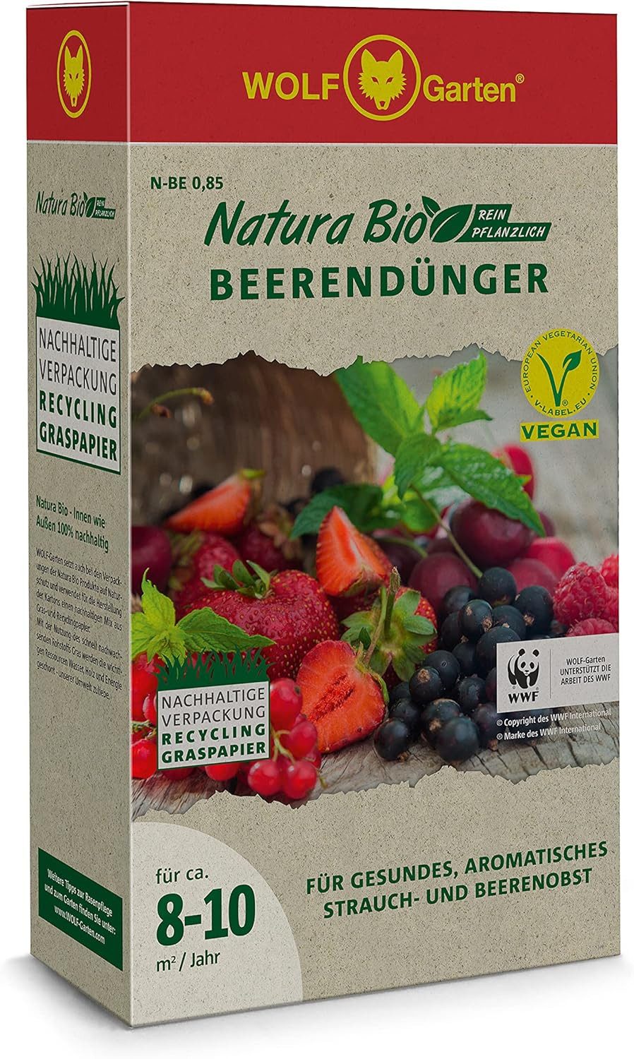 WOLF Obstdünger Natura Bio Beerendünger N-BE 0,85 für ca. 8-10 m² pro Jahr, 1-St.