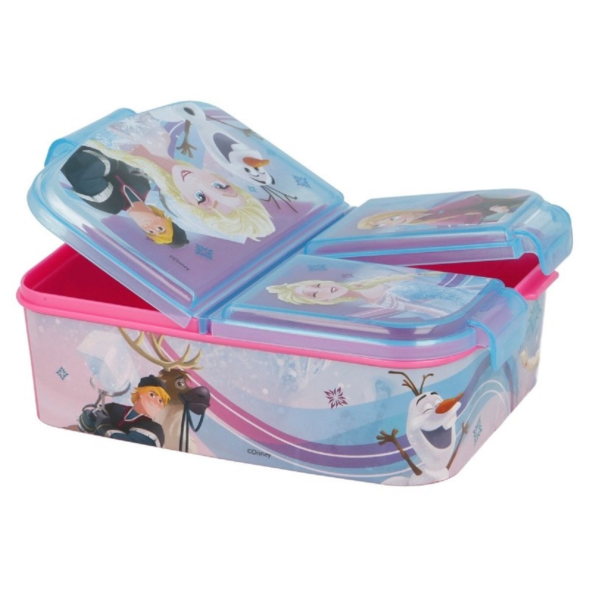 Stor Lunchbox Disney Frozen Kinder Brotdose – Lunchbox mit 3 Fächern & tollem Design, (Einteilig, Einteilig), Brotzeitdose