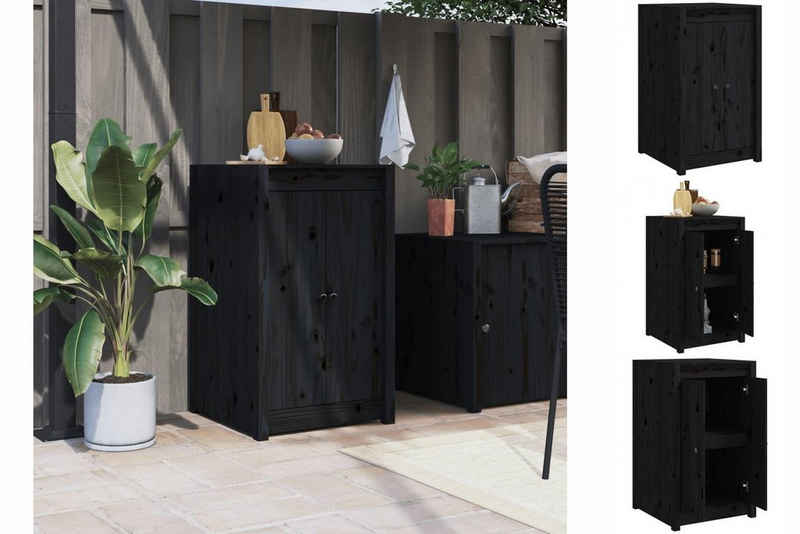 vidaXL Garten-Geräteschrank Outdoor-Küchenschrank Schwarz Massivholz Kiefer Gartenschrank Terrasse