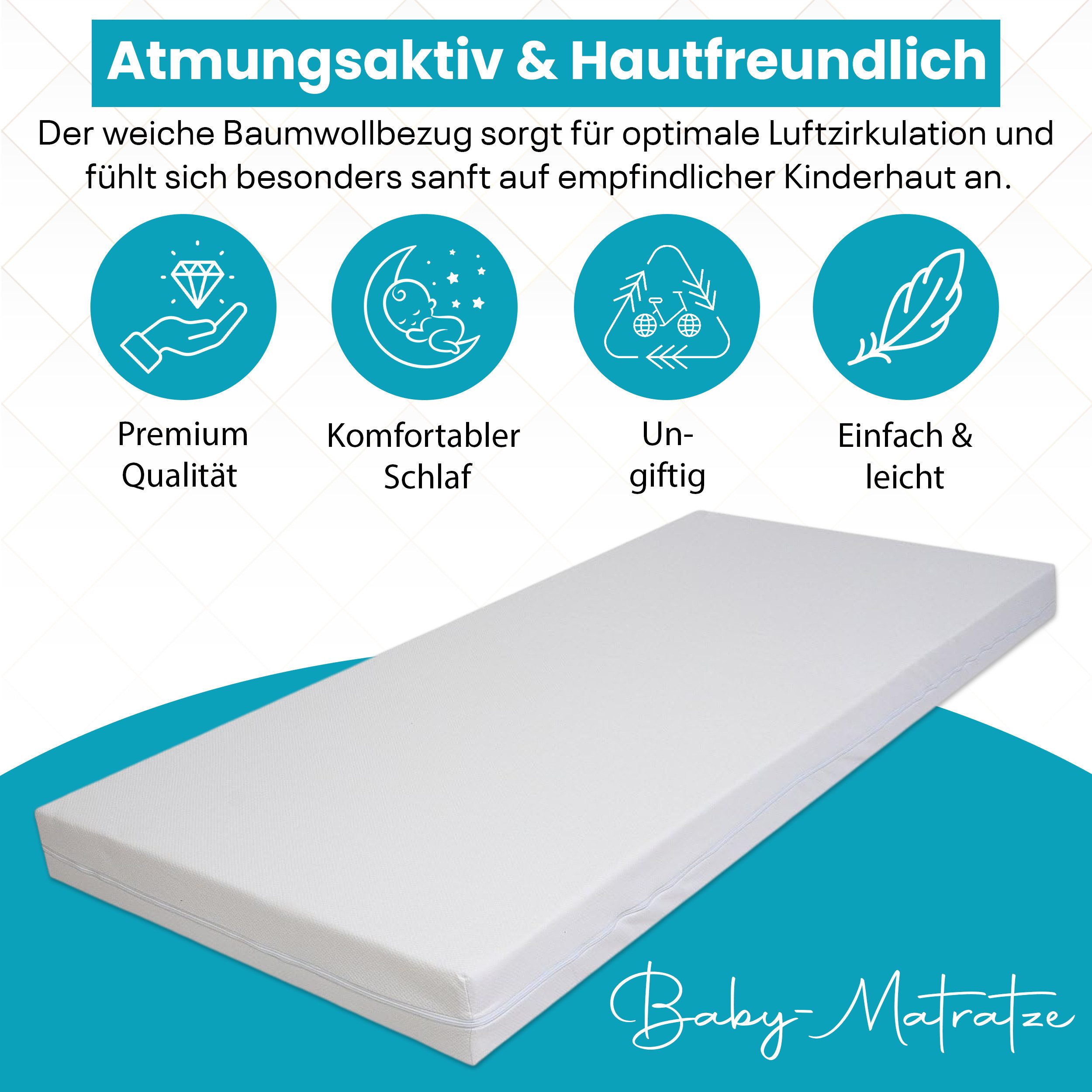 Kindermatratze Kindermatratze70x140x10cm Sweety-2 kinderbett Matratze, Foam matratze, Best for Kids, 10 cm hoch, (Einzelartikel, 1 × Kindermatratze), zertifiziert, allergikerfreundlich, 100 % Baumwolle