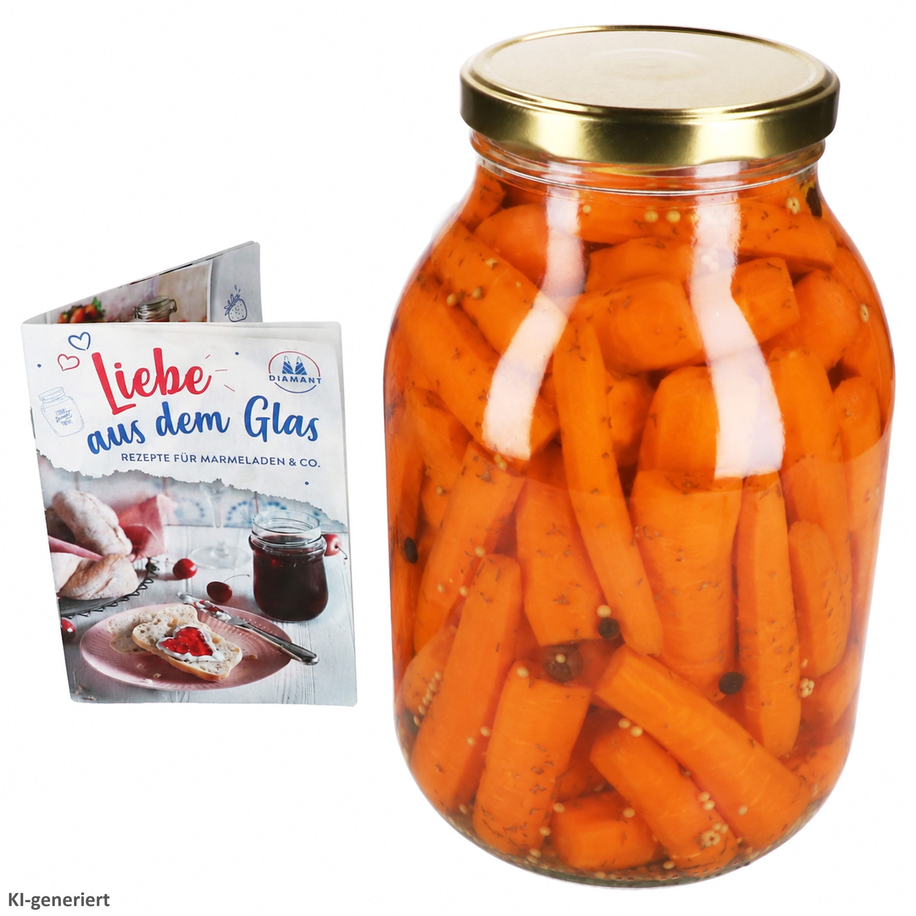 MamboCat Einmachglas Einmachglas 3L Vorratsglas TO100 Deckel Gold Rezeptheft Einkochen, Glas