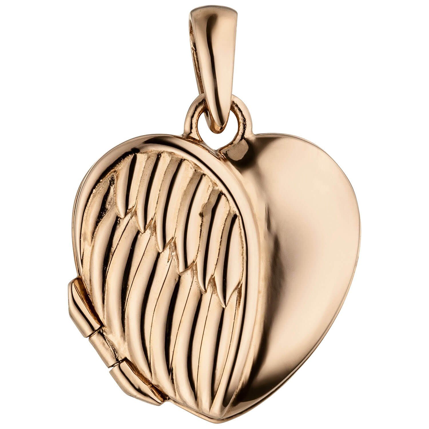 Schmuck Krone Kettenanhänger Medaillon 1 Foto Herz Flügel 925 Silber vergoldet, Silber 925