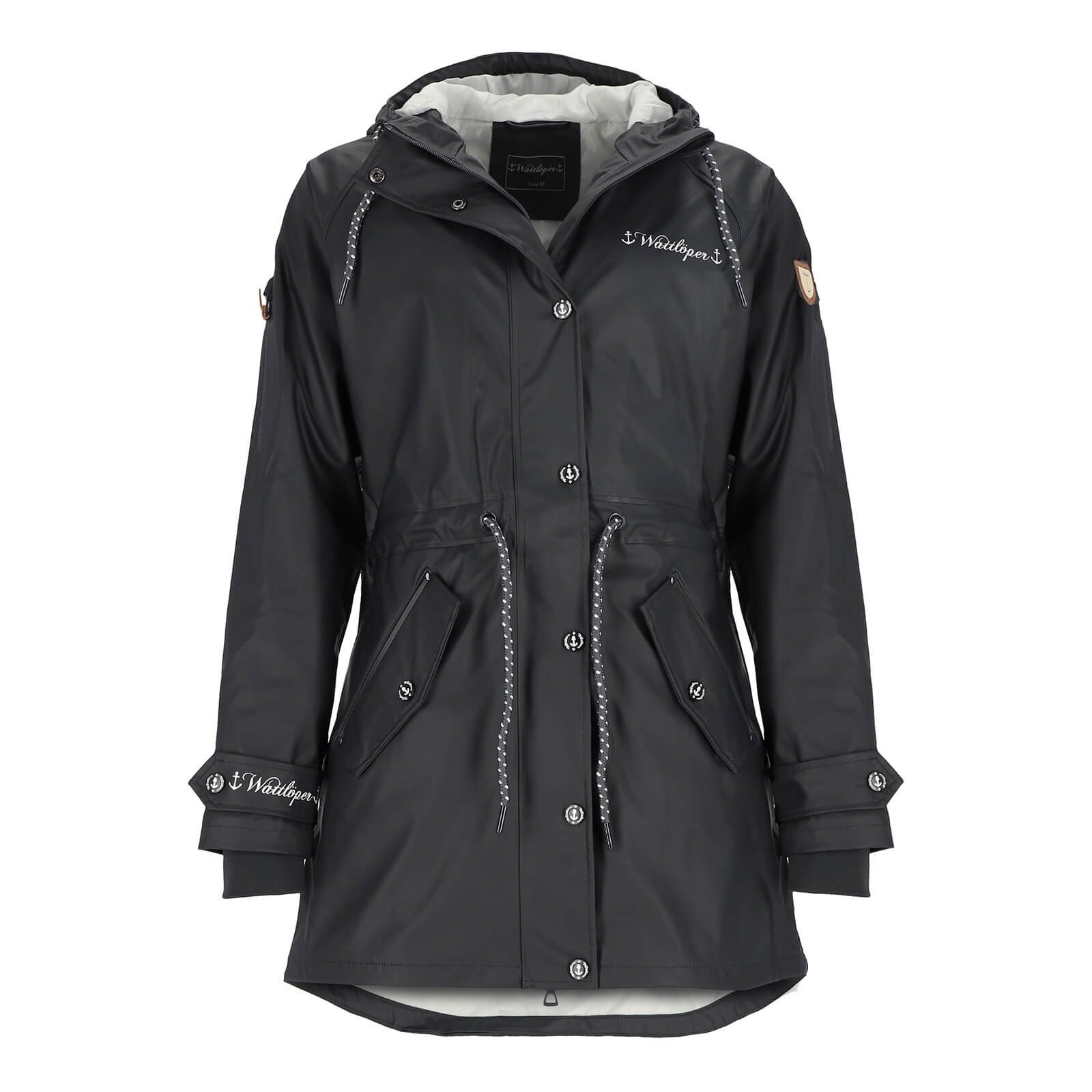 Wattlöper Regenmantel 50704 Damen Regenjacke Regenparka - Parka mit weicher Beschichtung Verschweißte Nähte, Abgedeckter Frontreißverschluss, Kordelzug-Kapuze