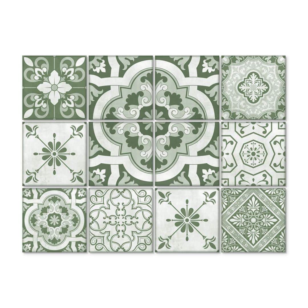 K&L Wall Art Fliesenaufkleber selbstklebend Klebefliese Sticker Ornamente Retro Blumen 12Stk