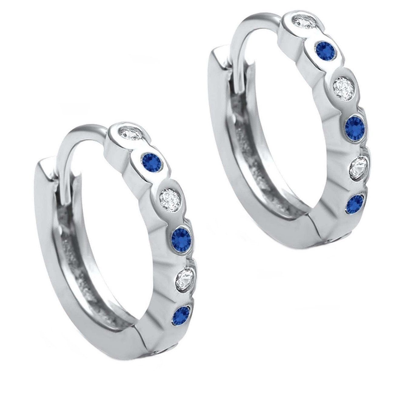 Goldene Hufeisen Klappcreolen 12mm Klappcreolen aus 925 Sterling Silber Ohrringe mit Zirkonia Stein (1 Paar, inkl. Etui), Rhodiniert
