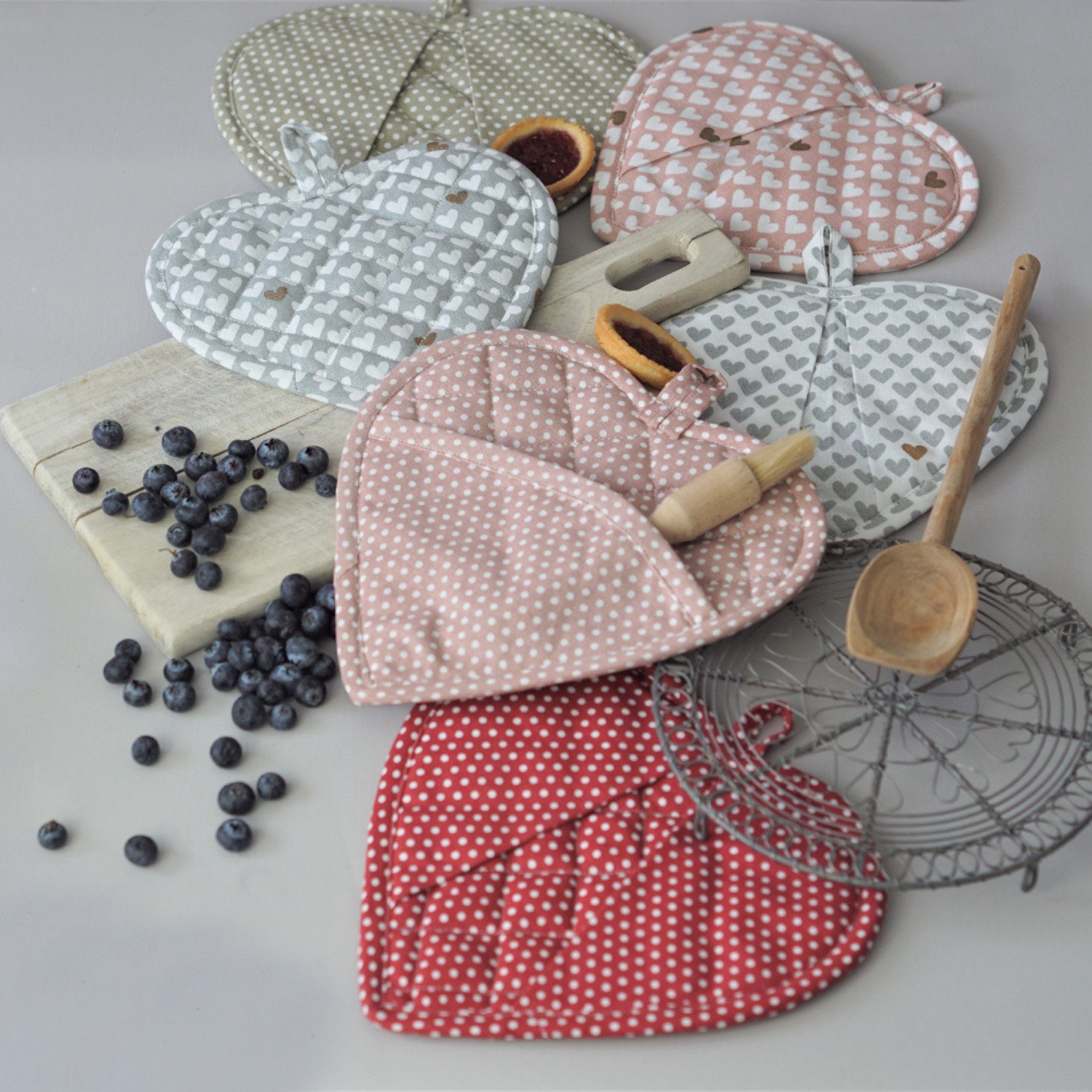 Krasilnikoff Topflappen Micro Dots, (1-tlg., 1-teilig), Topflappen Pfannen Untersetzer Greif-Taschen wattiert ca.22x22cm