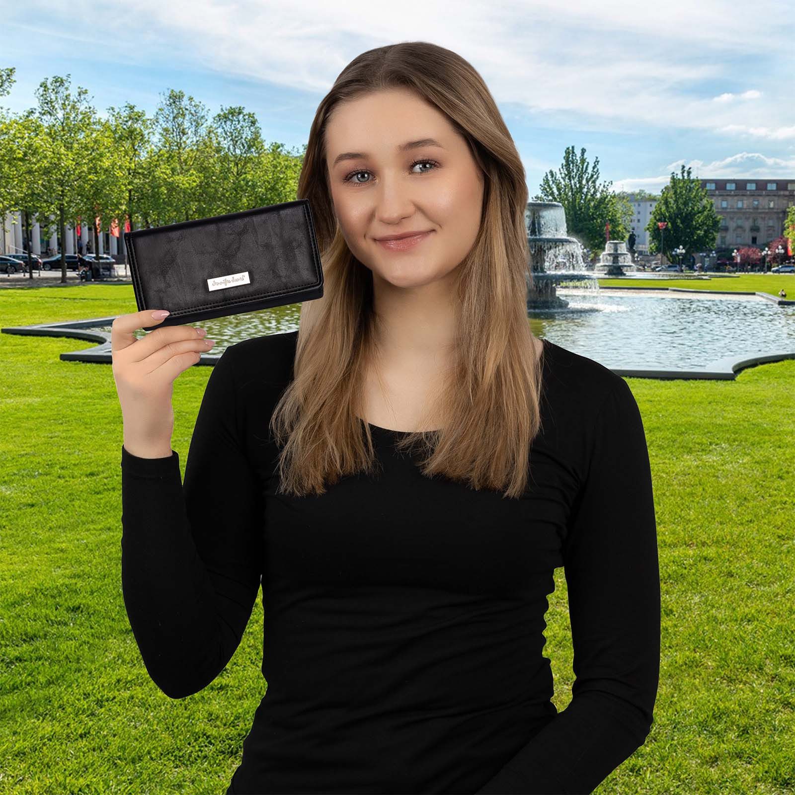 Jennifer Jones Geldbörse JENNIFER JONES Damen Geldbörse Portemonnaie Schwar günstig online kaufen