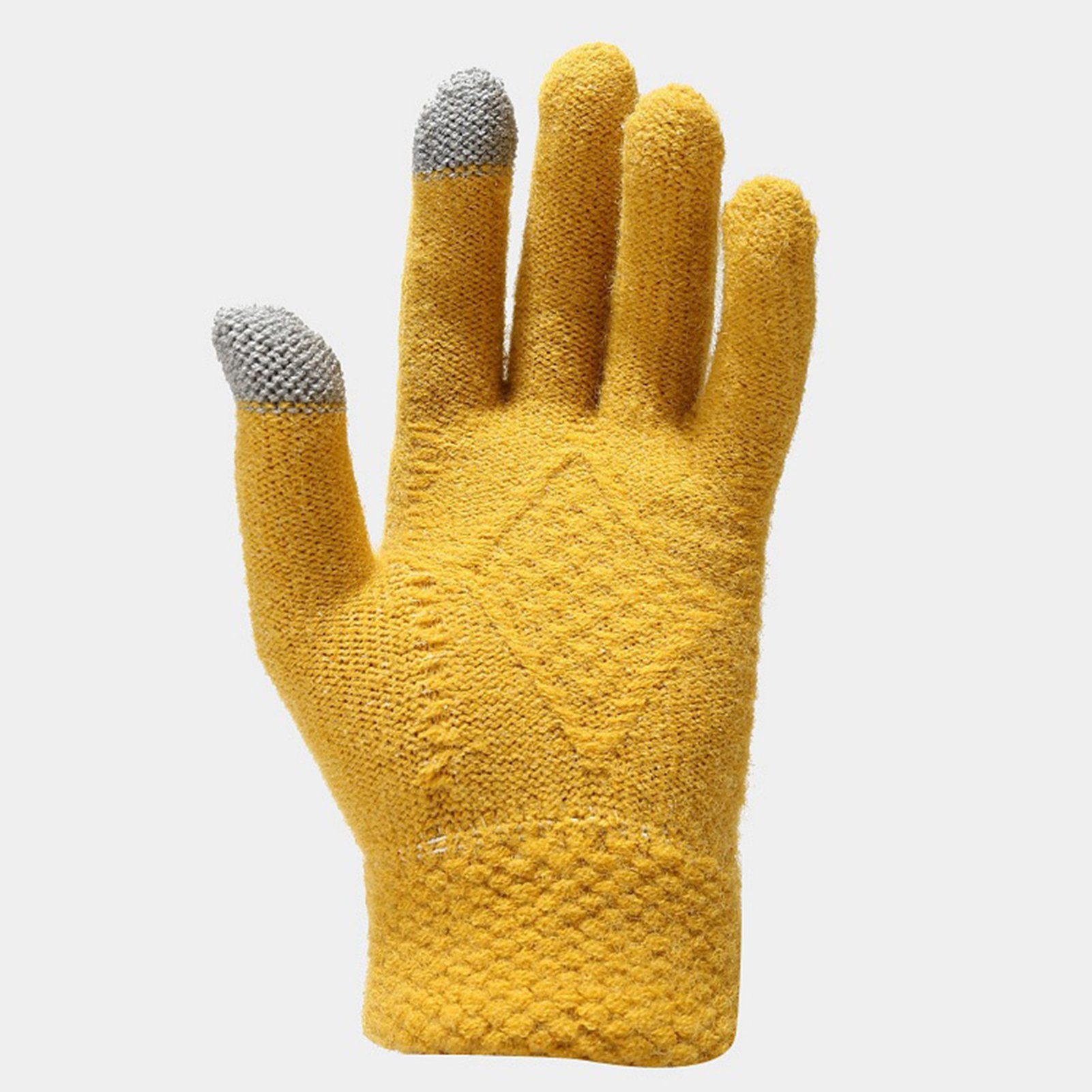 Wintermütze Beanie Handschuhe Unisex Set 3-in-1 Handschuhe (für Rutaqian Winterschal Strickmütze Schal Thermo Touchscreen Strickmütze Gelb Winter-Set)