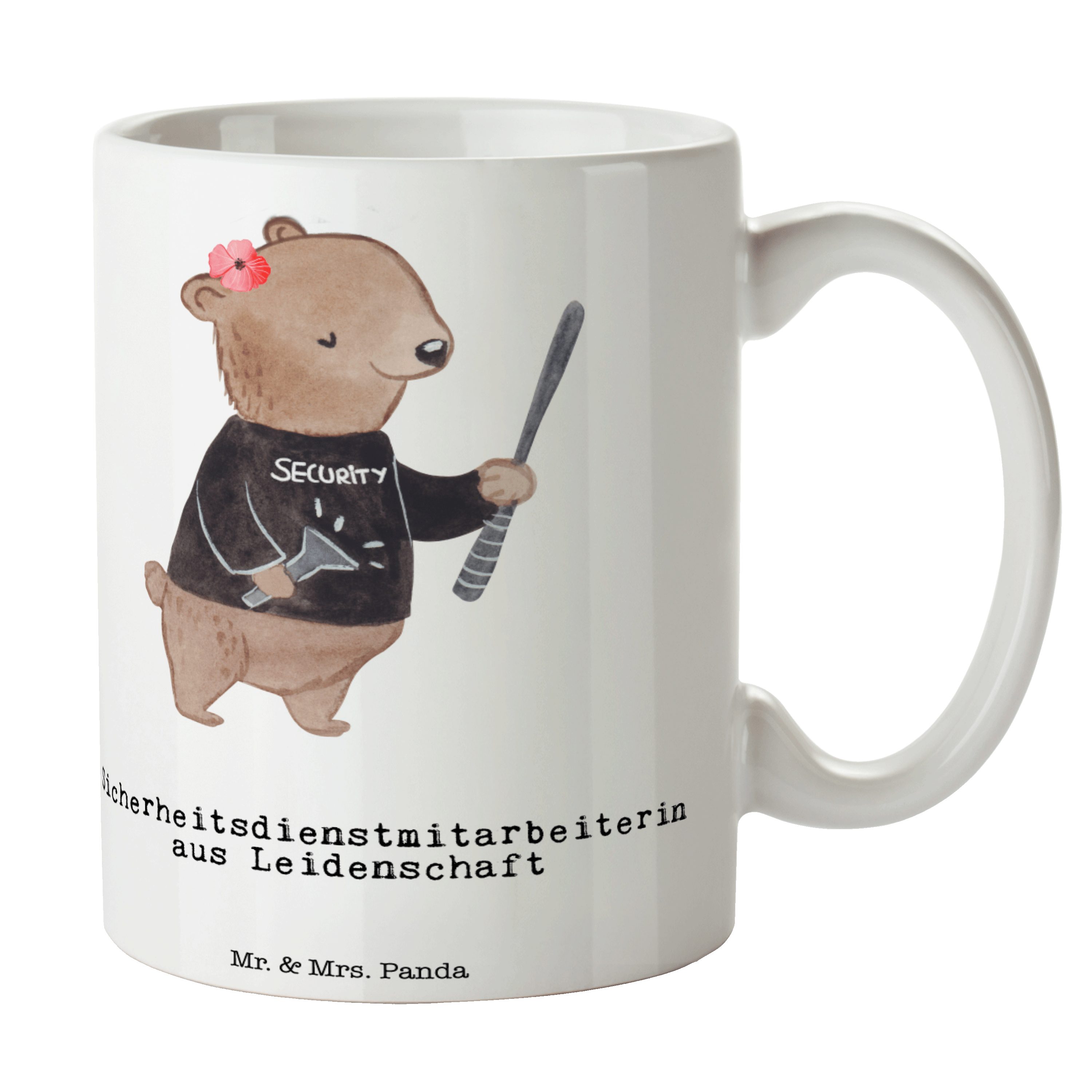 Mr. & Mrs. Panda Tasse Sicherheitsdienstmitarbeiterin aus Leidenschaft - Weiß - Geschenk, Ke, Keramik