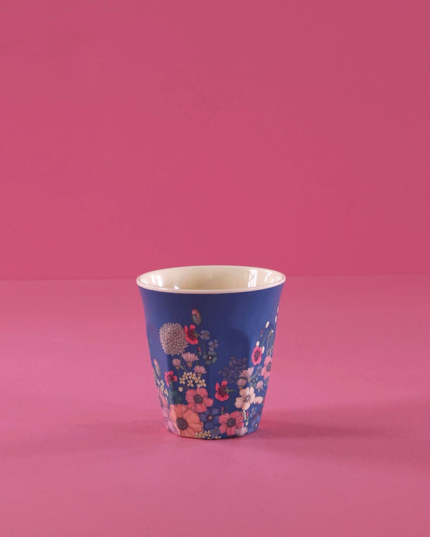 rice Becher Rice Melamin Becher Medium Blau mit Blumen Ranken, 1-tlg., Melamin