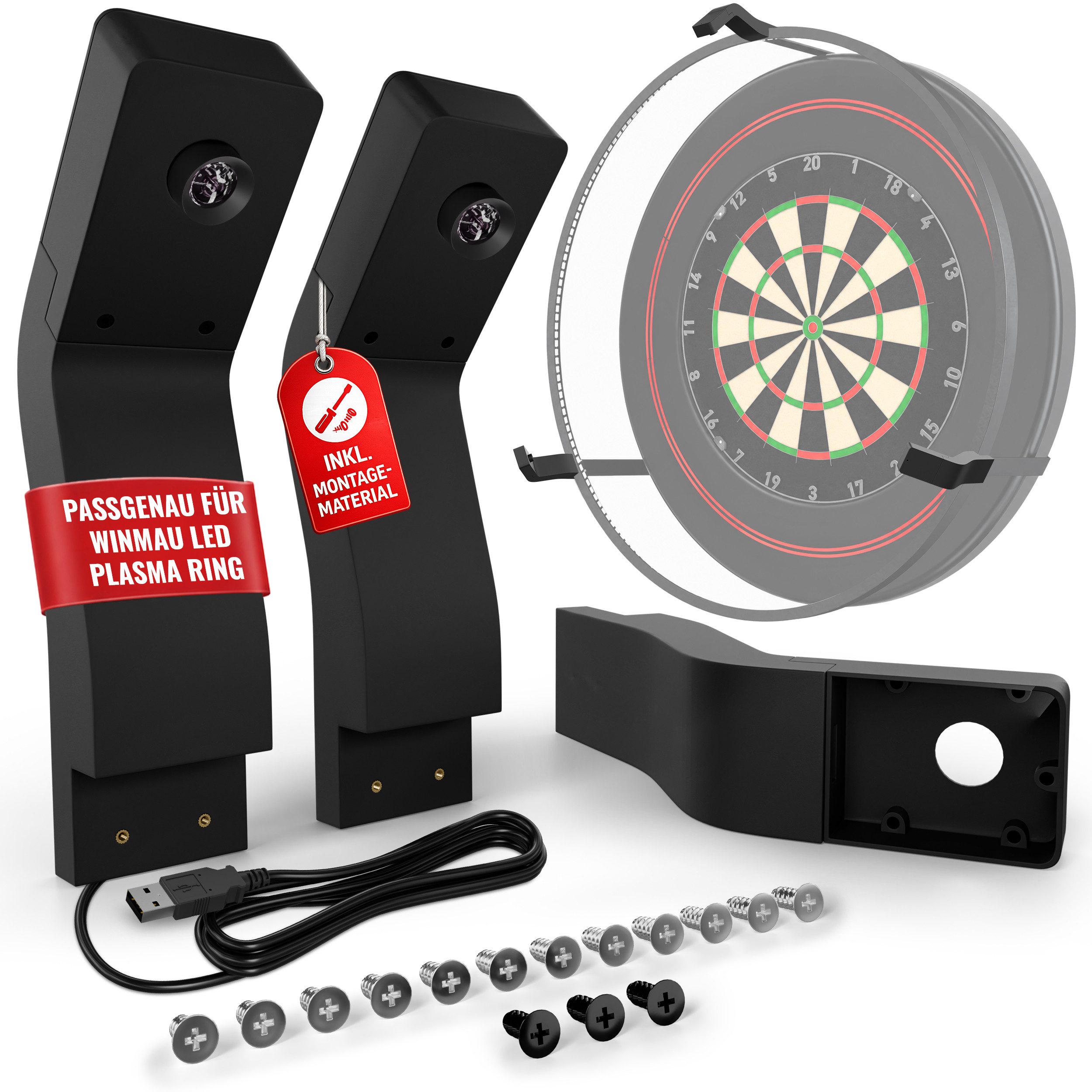 König Design Dartscheibe Autodarts Kamerahalter für Winmau Plasma Scoringsystem Kamera OV9732, (3-tlg), einfache Montage mit Kabelführung