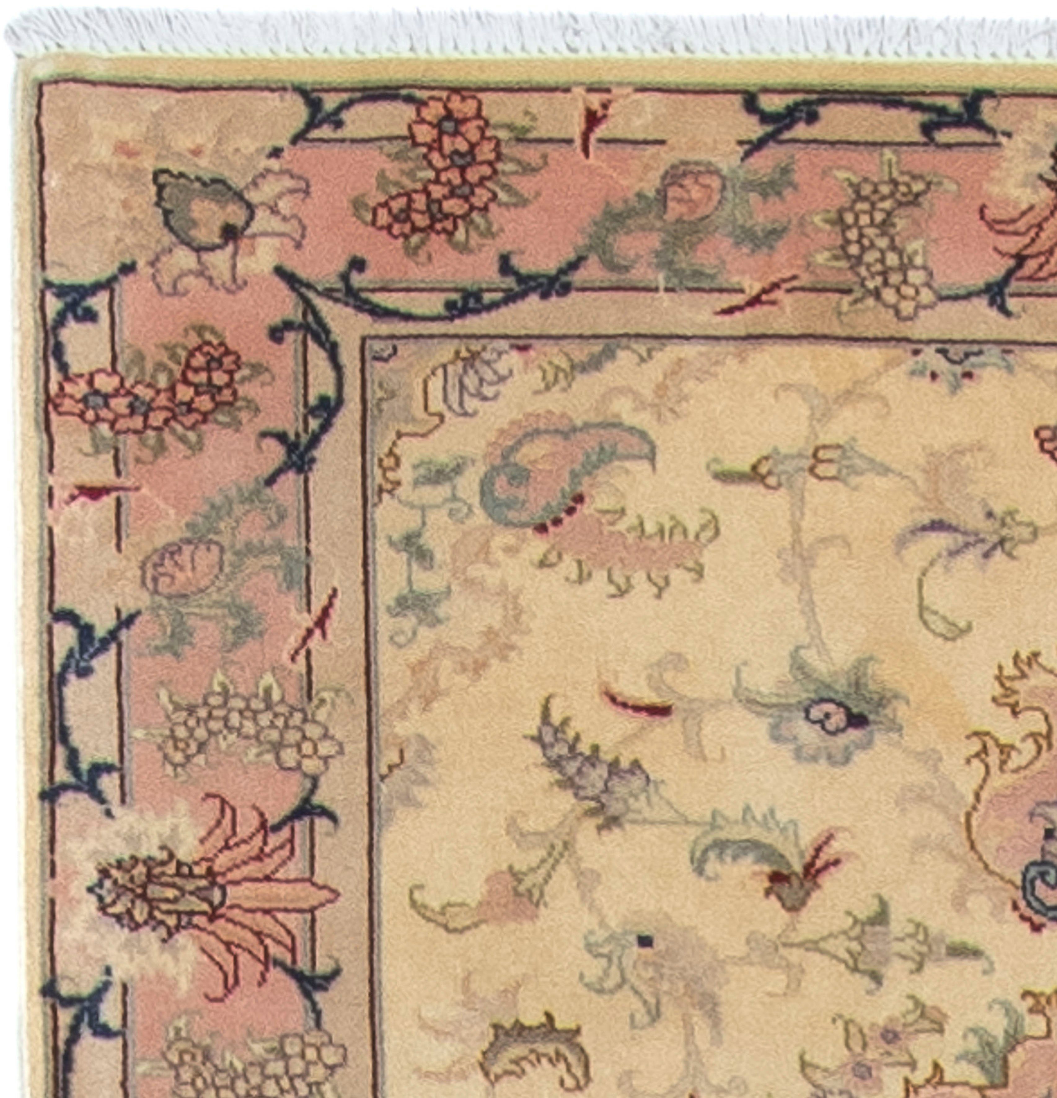 Orientteppich Perser mm, morgenland, 397 Höhe: 7 - Zertifikat - 86 beige, - Einzelstück mit rechteckig, cm x Handgeknüpft, - Täbriz Royal Wohnzimmer