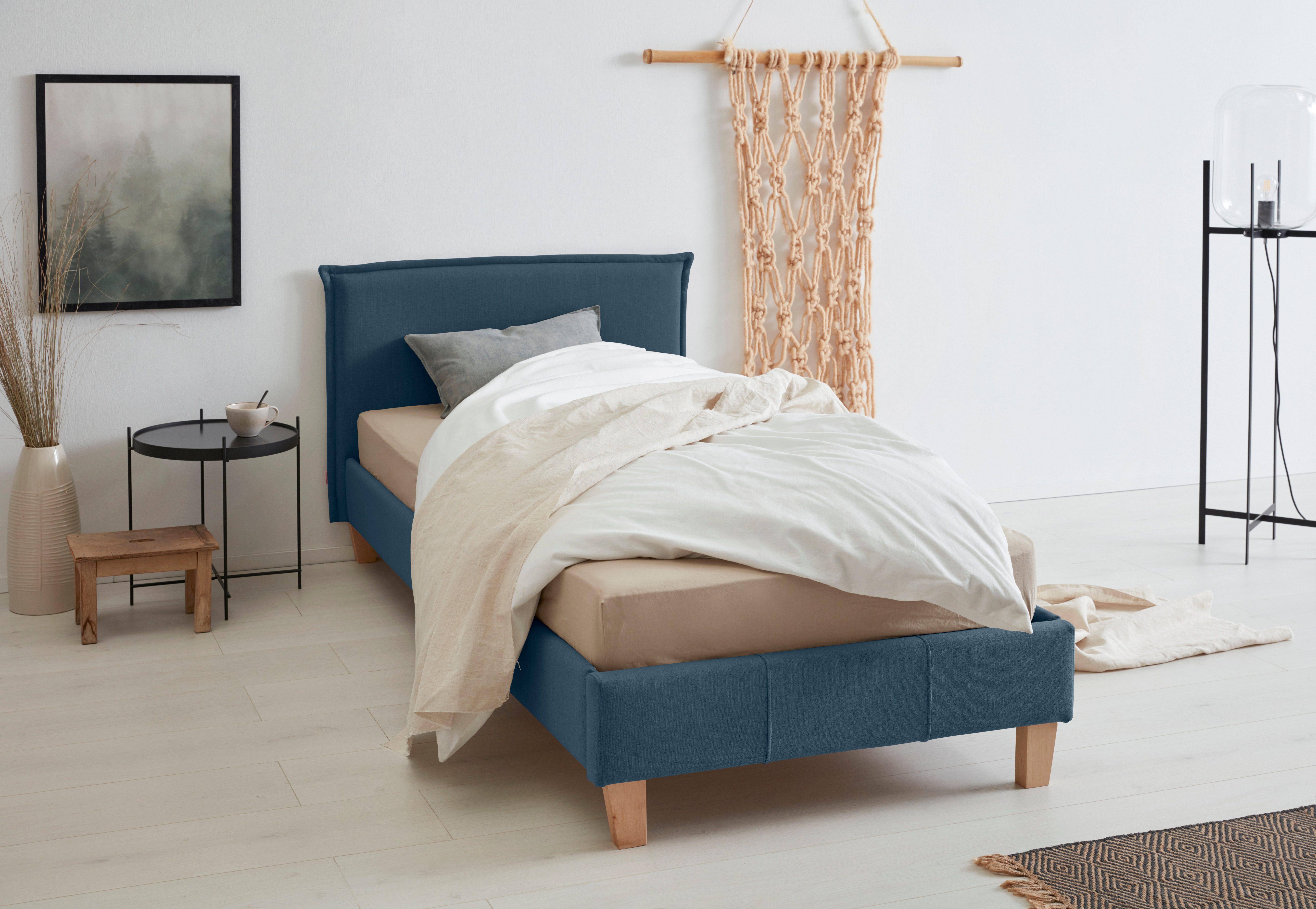 OTTO products Polsterbett Heddi, in 5 Breiten: von 90cm-200cm, Biese am Kopfteil, Strukturstoff