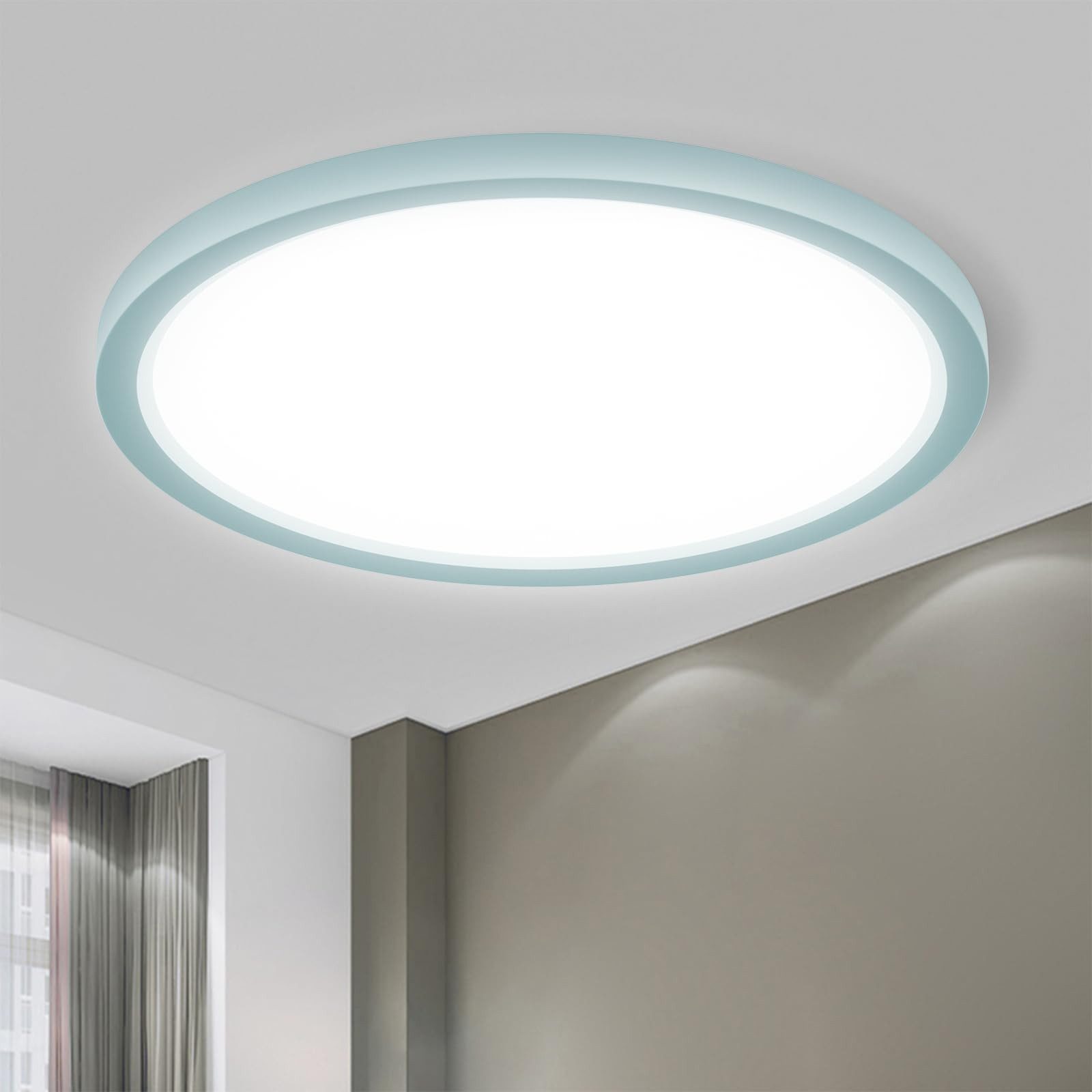 LQWELL LED Deckenleuchte Deckenleuchte Vielseitige Beleuchtung 1,6CM Ultradünne runde, 24W, LED fest integriert, Warmweiß (3000K)/ Neutralweiß (4000K)/ Kaltweiß (6500K), augenschonende Deckenbeleuchtung, für Wohnzimmer Badezimmer Schlafzimmer Küche Balkon Keller Büro