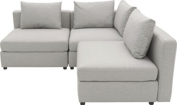 DOMO collection Ecksofa Solskin, individuell erweiterbar/kombinierbar L-Form, mit losen Kissen. Rücken- und Seitenteile als Stecksystem.