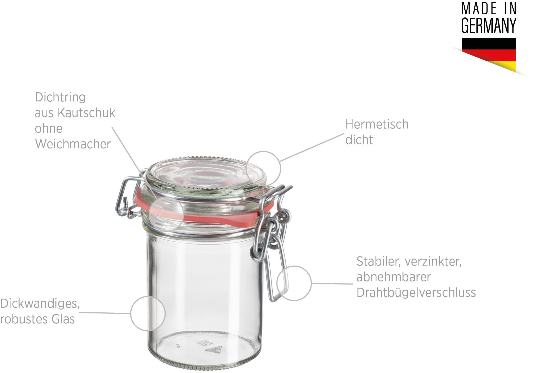 MÄSER Einmachglas Gothika, Einkochglas Set, Glas, (Set, 6-tlg., 6 x Einmachglas m. Deckel, Füllmenge 21,2 cl)