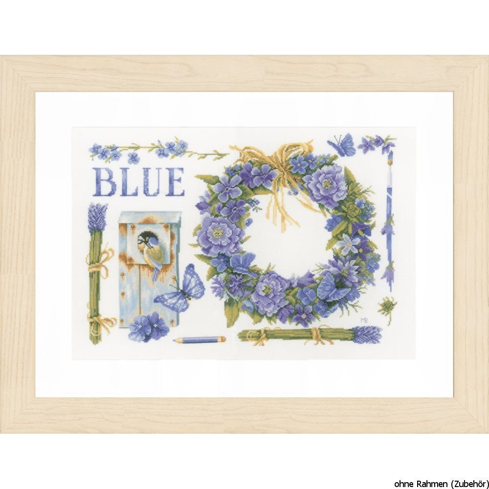 Lanarte Kreativset Lanarte Kreuzstichset "Lavendelkranz mit Blaumeise", (embroidery kit by Marussia)
