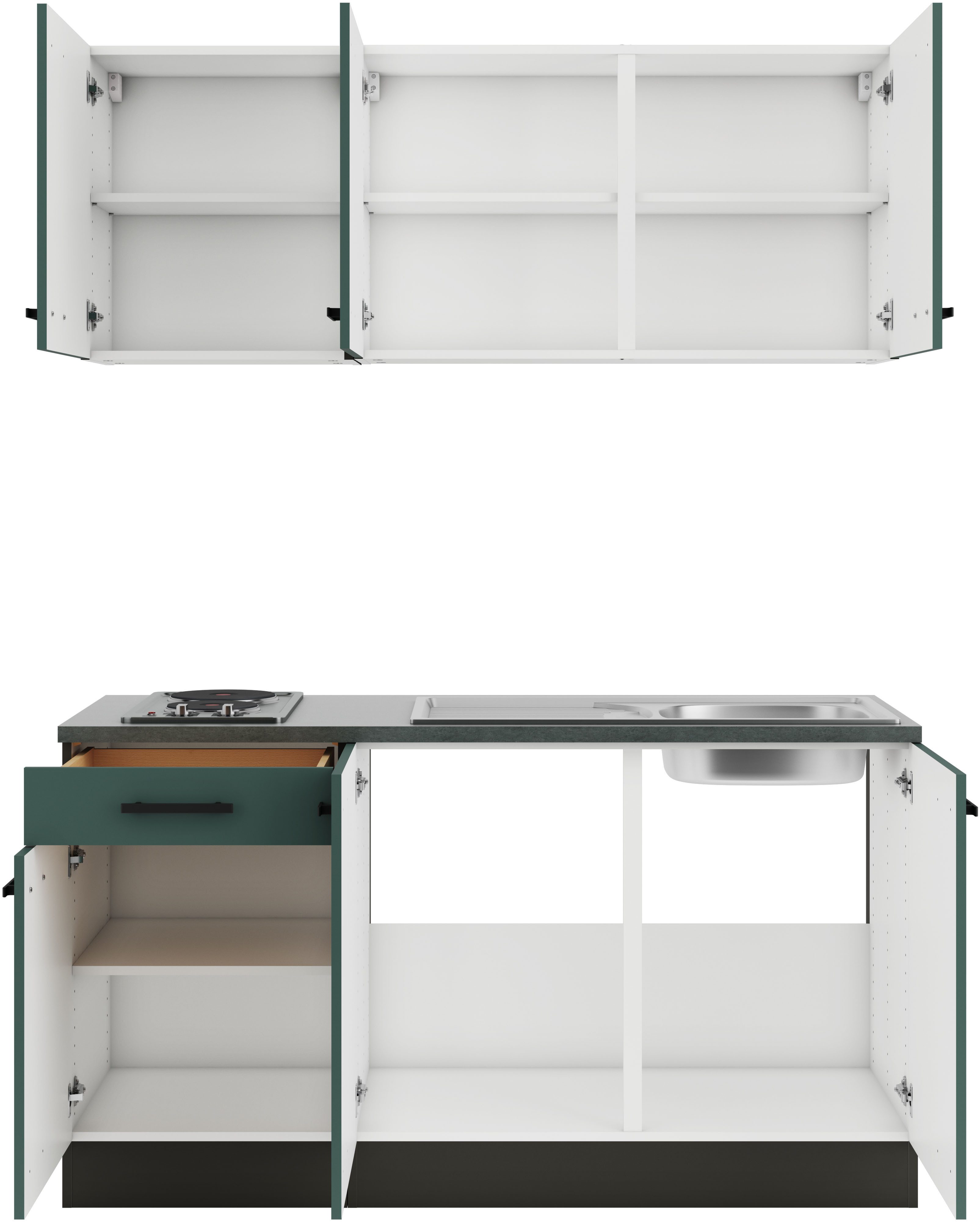 OPTIFIT Pantryküche Palma, Breite 150 cm, wahlweise mit Unterbaukühlschrank oder Kochfeld