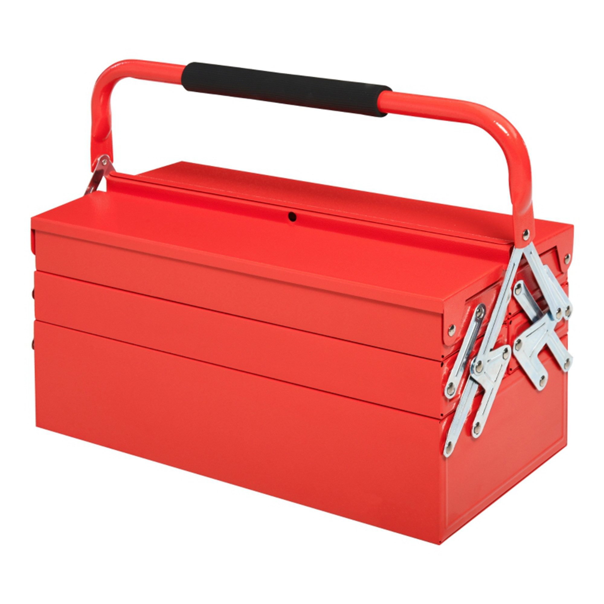 MC Star Werkzeugkoffer platzsparend 5 Fächer aufklappbar stabil Stahl SPCC Rot (45x22,5x34,5cm für Ordnung & Transport)