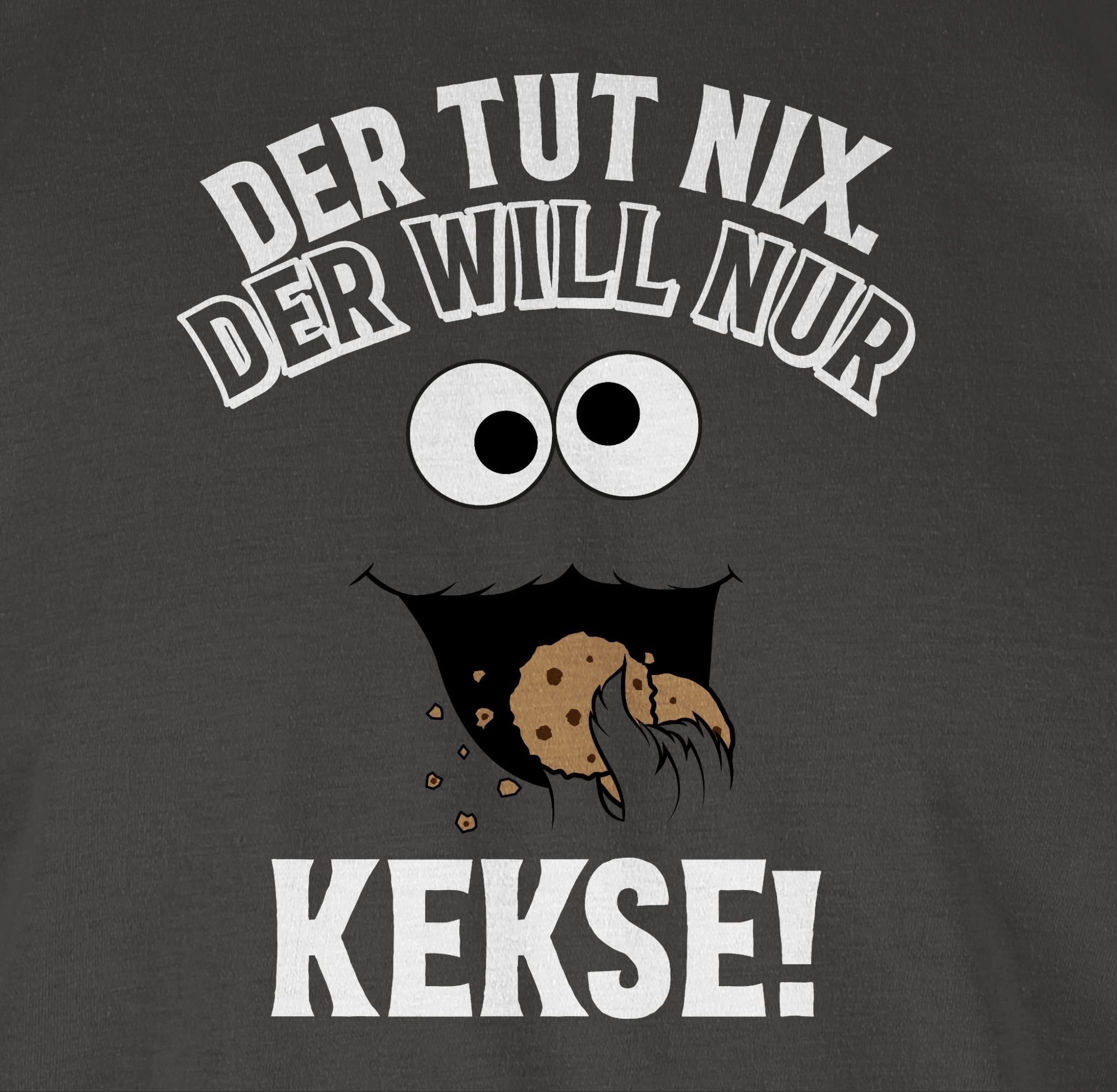 Shirtracer T-Shirt Der Kekse! nix. tut will Outfit Der 2 - Dunkelgrau nur weiß/schwarz Karneval