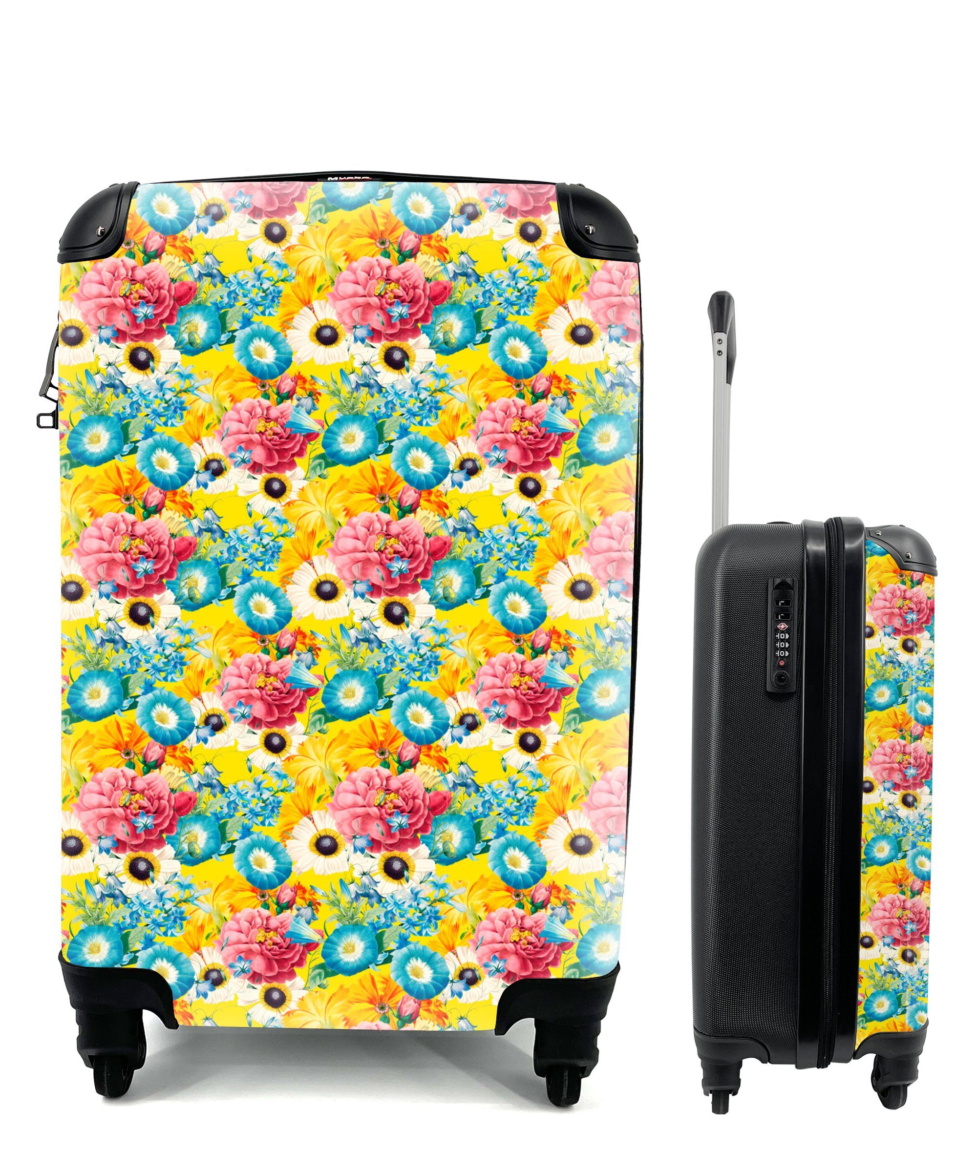 MuchoWow Handgepäckkoffer Blumen - Farben - Palette, 4 Rollen, Reisetasche mit rollen, Handgepäck für Ferien, Trolley, Reisekoffer