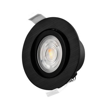 Mundotec LED Einbauleuchte 5w LED Einbaustrahler Einbauleuchte schwarz weiß, 5w, 400 Lumen, Warmweiß, 9x2,35cm, Schwarz, Lochmaß: 7cm, IP40, schwenkbar
