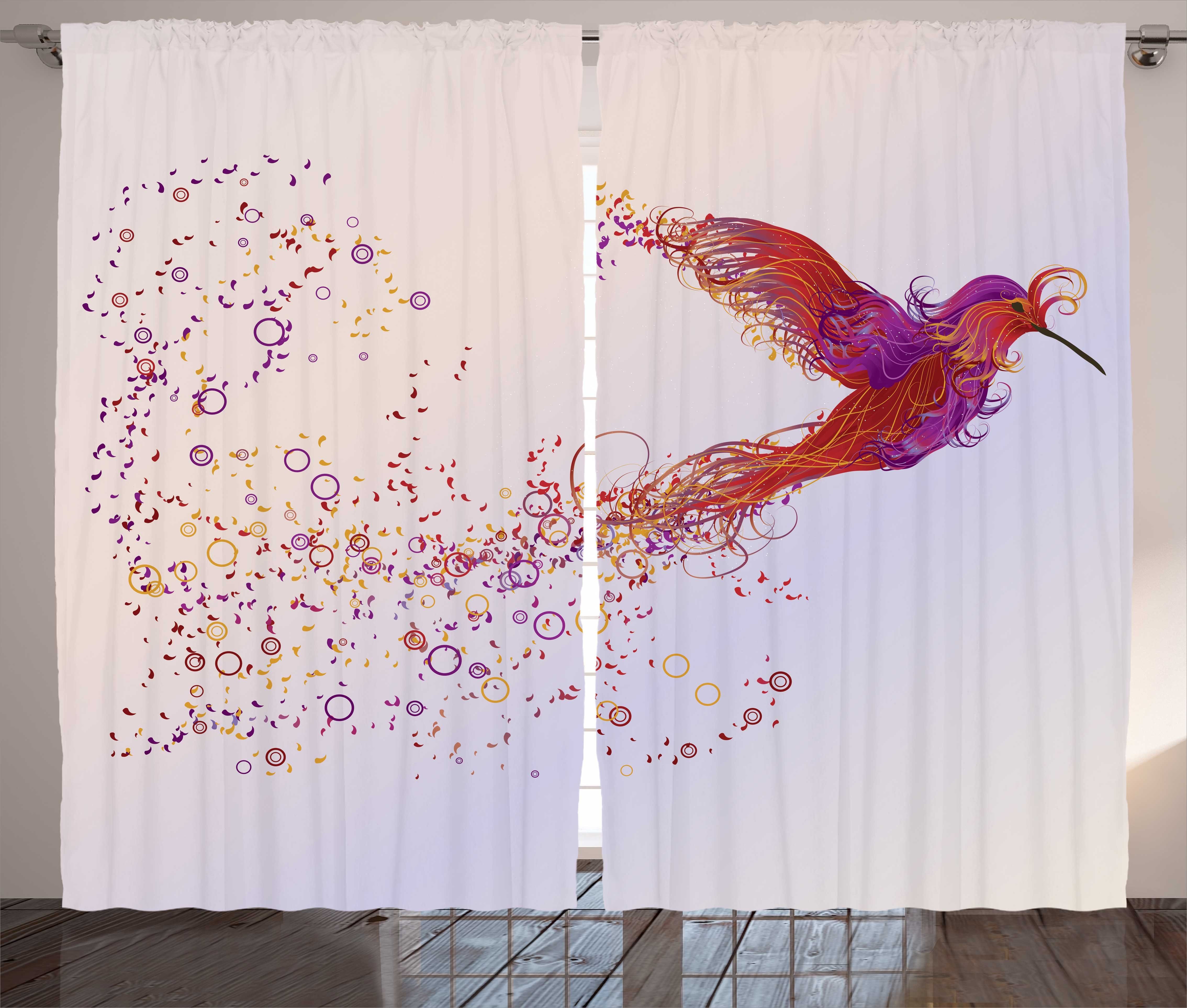 Gardine Schlafzimmer Kräuselband Vorhang mit Vogel Haken, Schlaufen Abstrakt Hummingbird und Abakuhaus