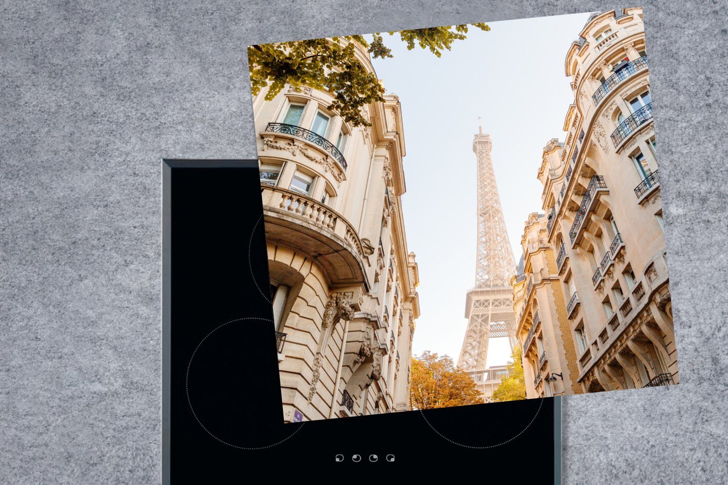 Arbeitsplatte tlg), für 78x78 MuchoWow Frankreich - Eiffelturm Ceranfeldabdeckung, - (1 Vinyl, küche cm, Paris, Herdblende-/Abdeckplatte