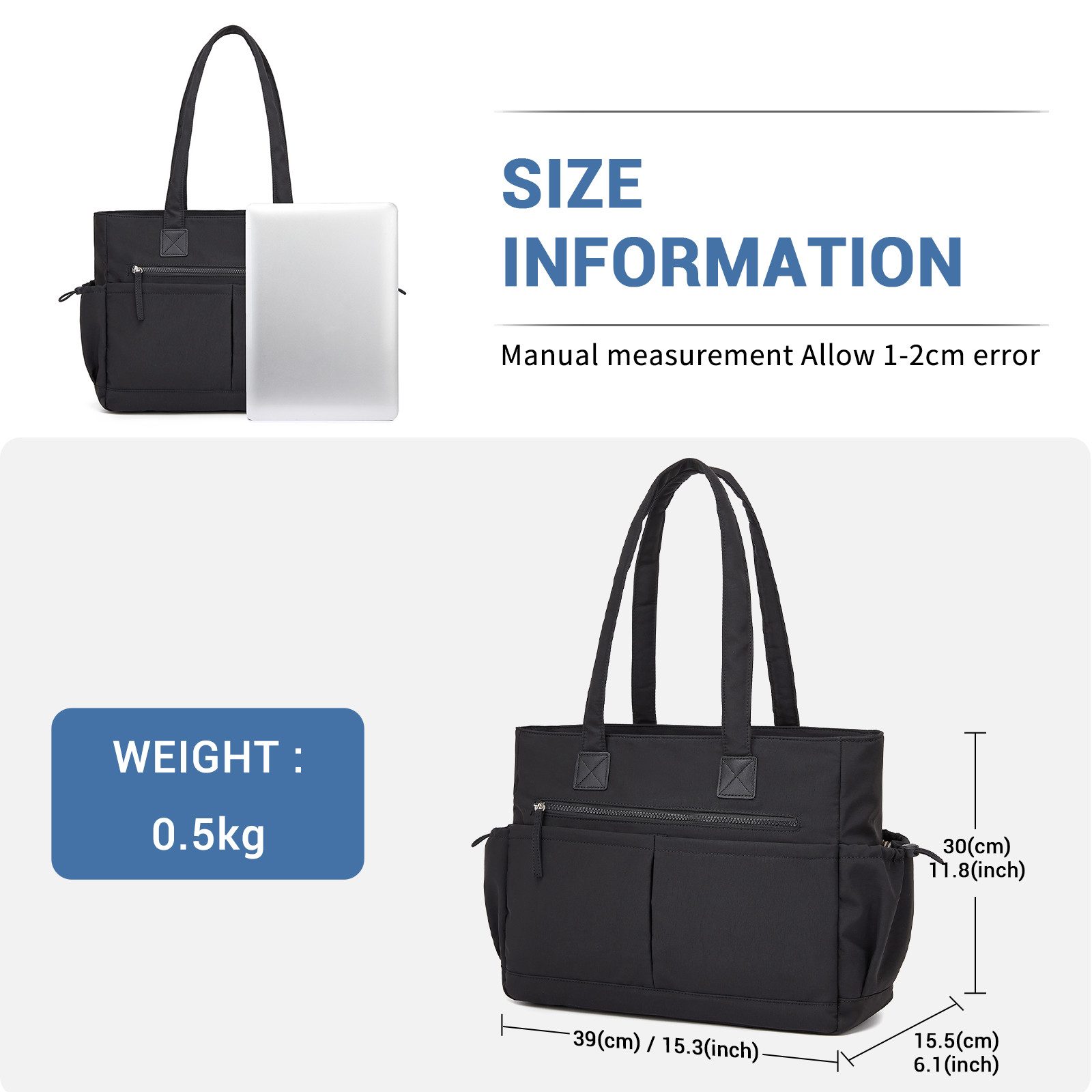 Miss Lulu Handtasche Wasserdichte Handtasche mit Laptopfach 15,6 Zoll & 10 Fächern