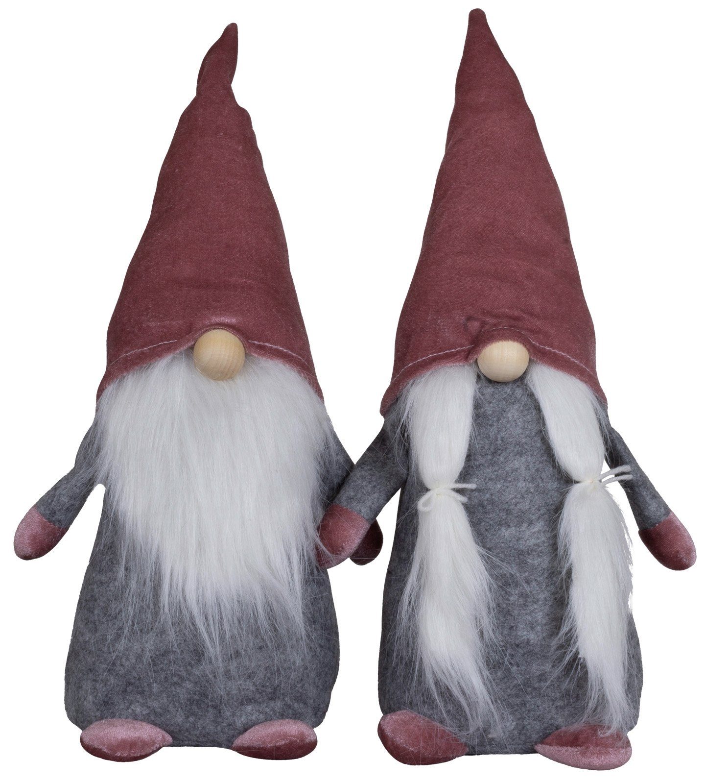 Christmas Paradise Weihnachtsfigur Wichtel 26cm (40cm) sitzend, Pärchen (Dekofiguren, 2 St., im Set), Weihnachten, rosa-grau