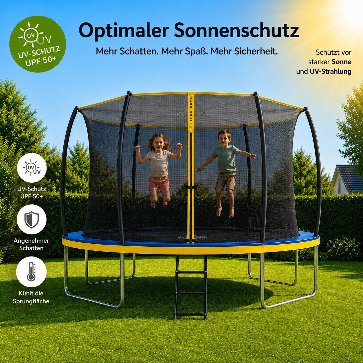Zero Gravity Sonnensegel Sonnenschutz 183/244/305/366/427 cm - Hoher UV-Schutz mit UPF 50+, Blockiert bis zu 98% der UV-Strahlen, inkl. Befestigungsmaterial