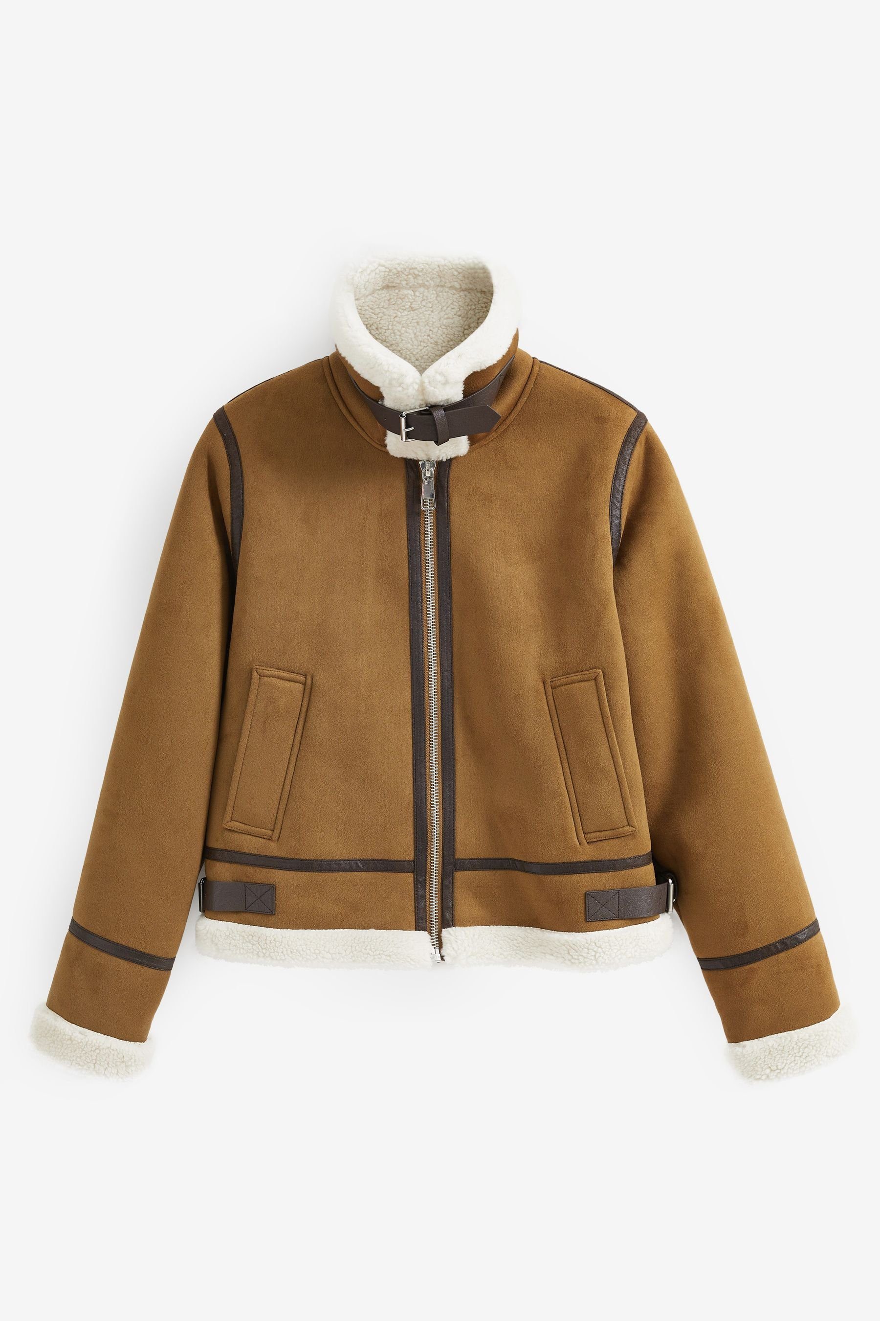 Next Fellimitatjacke Pilotenjacke aus Velours mit günstig online kaufen