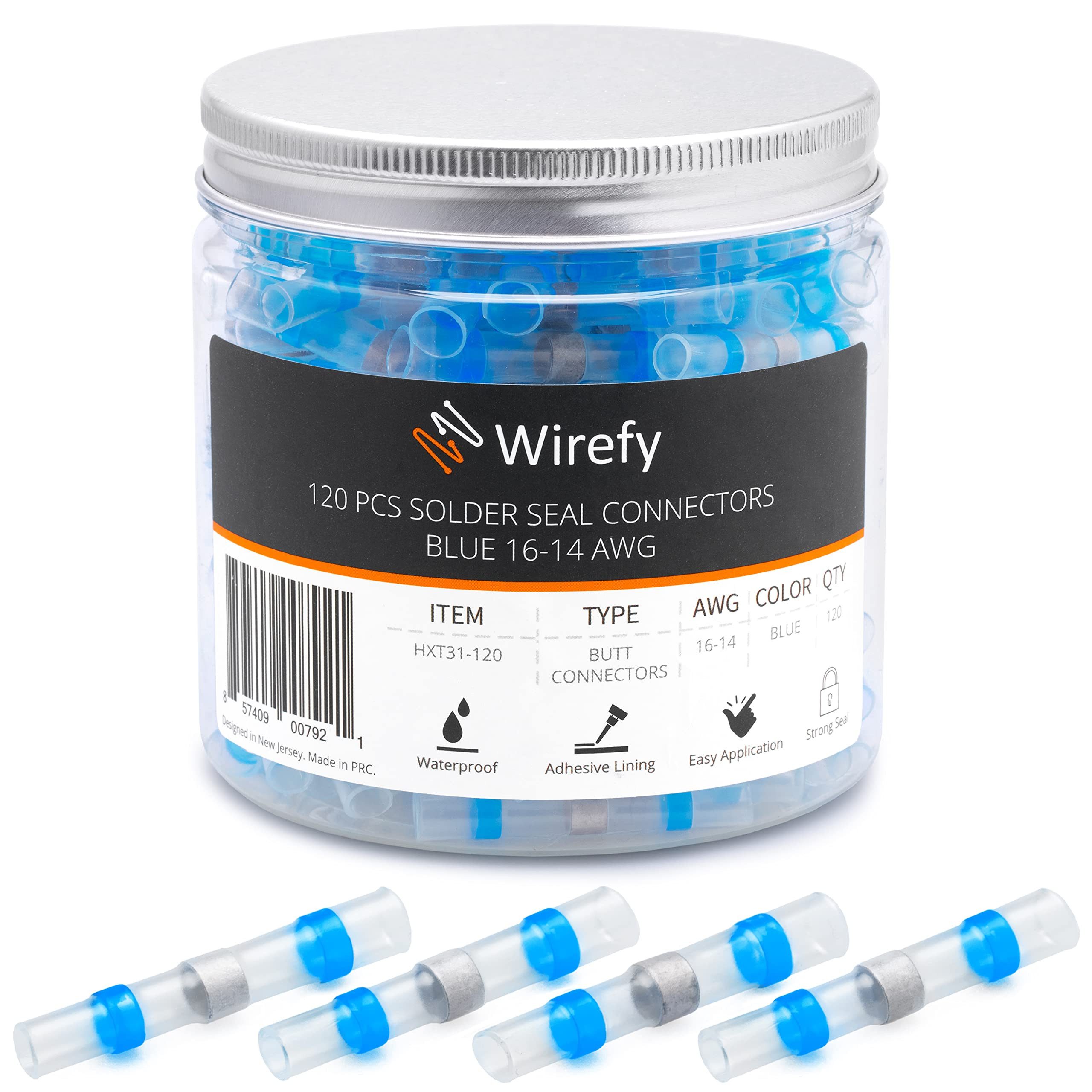 Wirefy Кабельный разъем-Меню Wirefy Blaue Lötverbinder mit Schrumpfschlauch im Set - Кабельный разъем, 120-tlg.