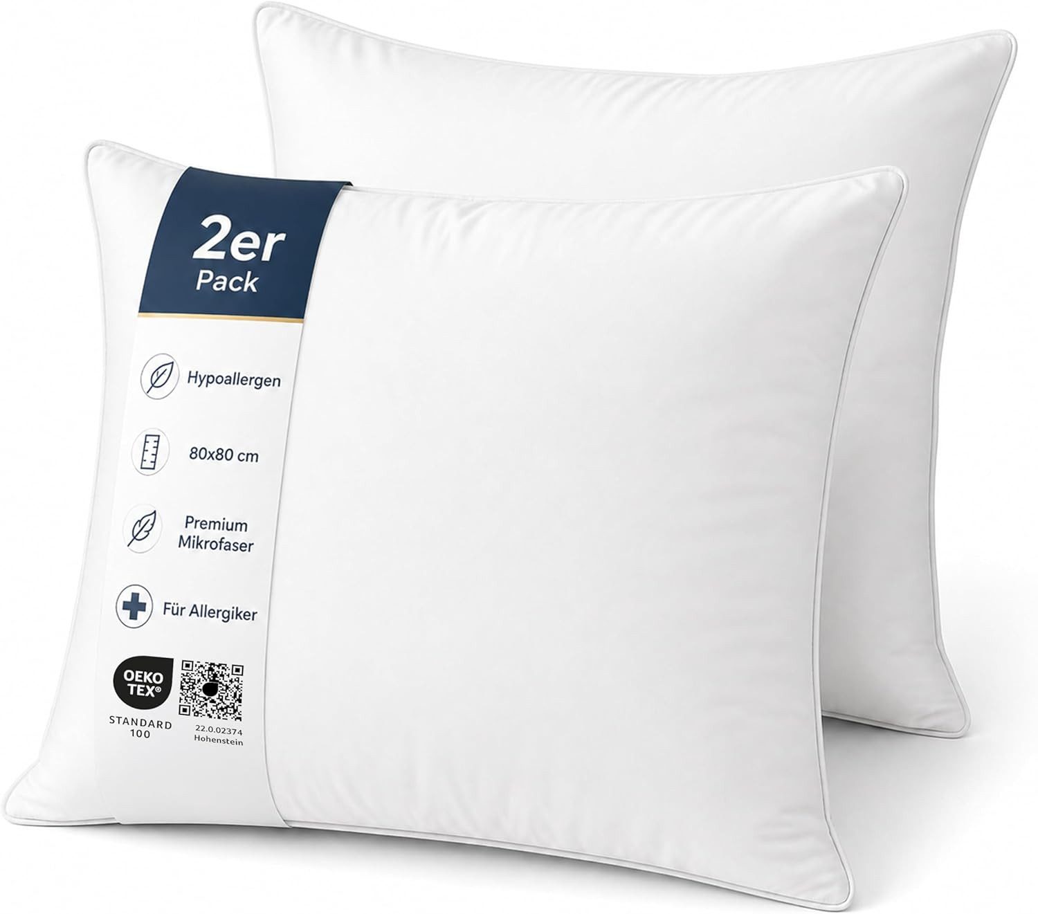 Kopfkissen 80x80 cm - Kissen 2er Set