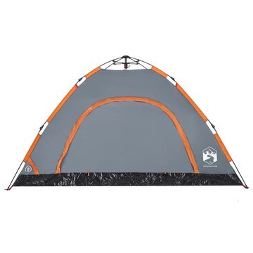 vidaXL Kuppelzelt Zelt Campingzelt 4 Personen Grau und Orange Quick Release