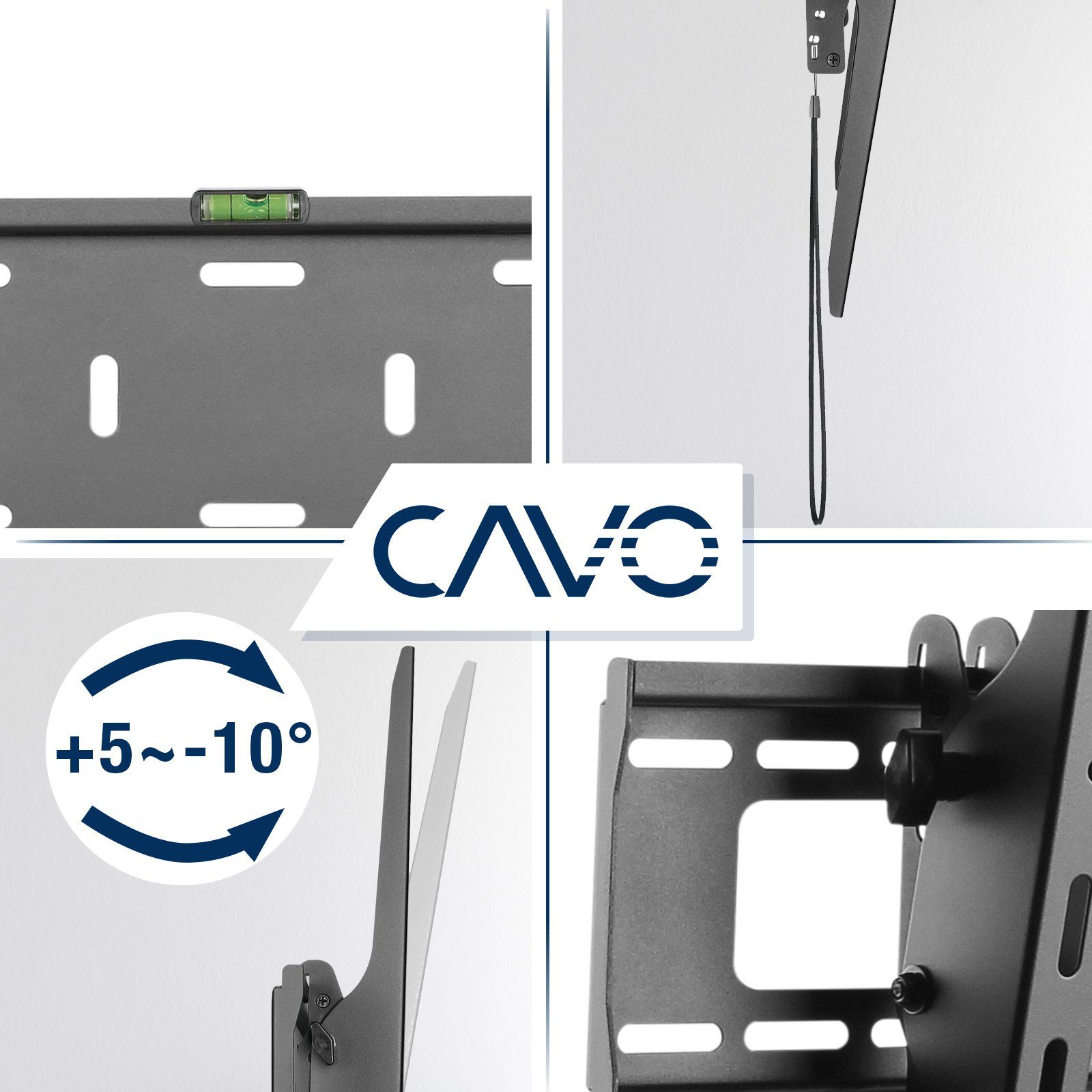CAVO TV-Wandhalterung TV-Halterung neigbar, für Flach & Curved Fernseher & Monitor, (bis 100 Zoll, für 60 - 100 Zoll Bildschirme bis 75 kg, max VESA 900x600 mm)