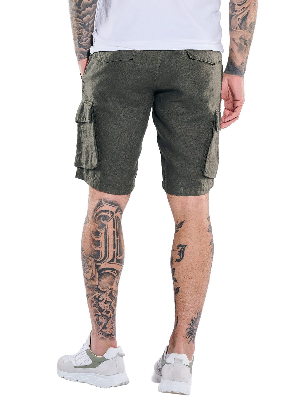 emilio adani Cargobermudas Herren Cargo-Bermuda aus 100% Leinen, Oliv