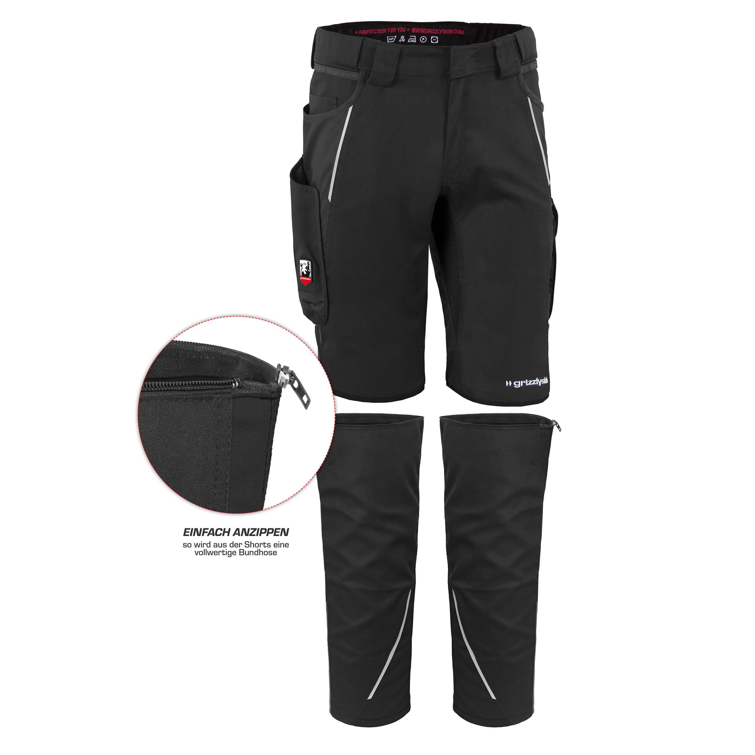 QUALITEX HIGH QUALITY WORKWEAR Arbeitsshorts ZIP-ON-BUNDLE IRON Shorts + Beinlinge aus Lyocell, Cordura & Stretch (2-tlg) modern kurze Arbeitshose - 13 Taschen - Strapazierfähig - Atmungsaktiv