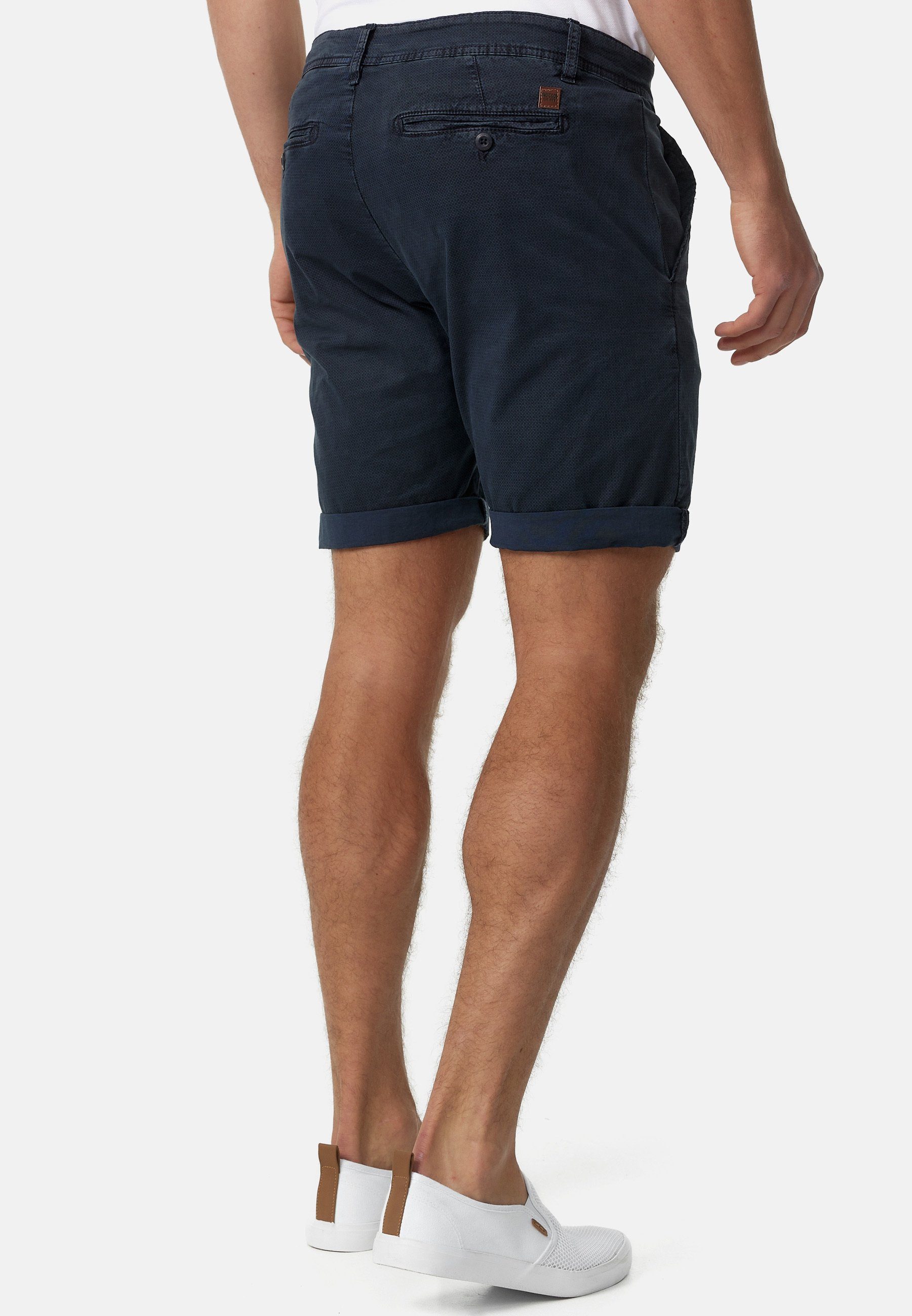 Indicode Chinoshorts Herren Estrada Chino Shorts Herrenshorts mit 4 Taschen und Stoffpatch am Bund