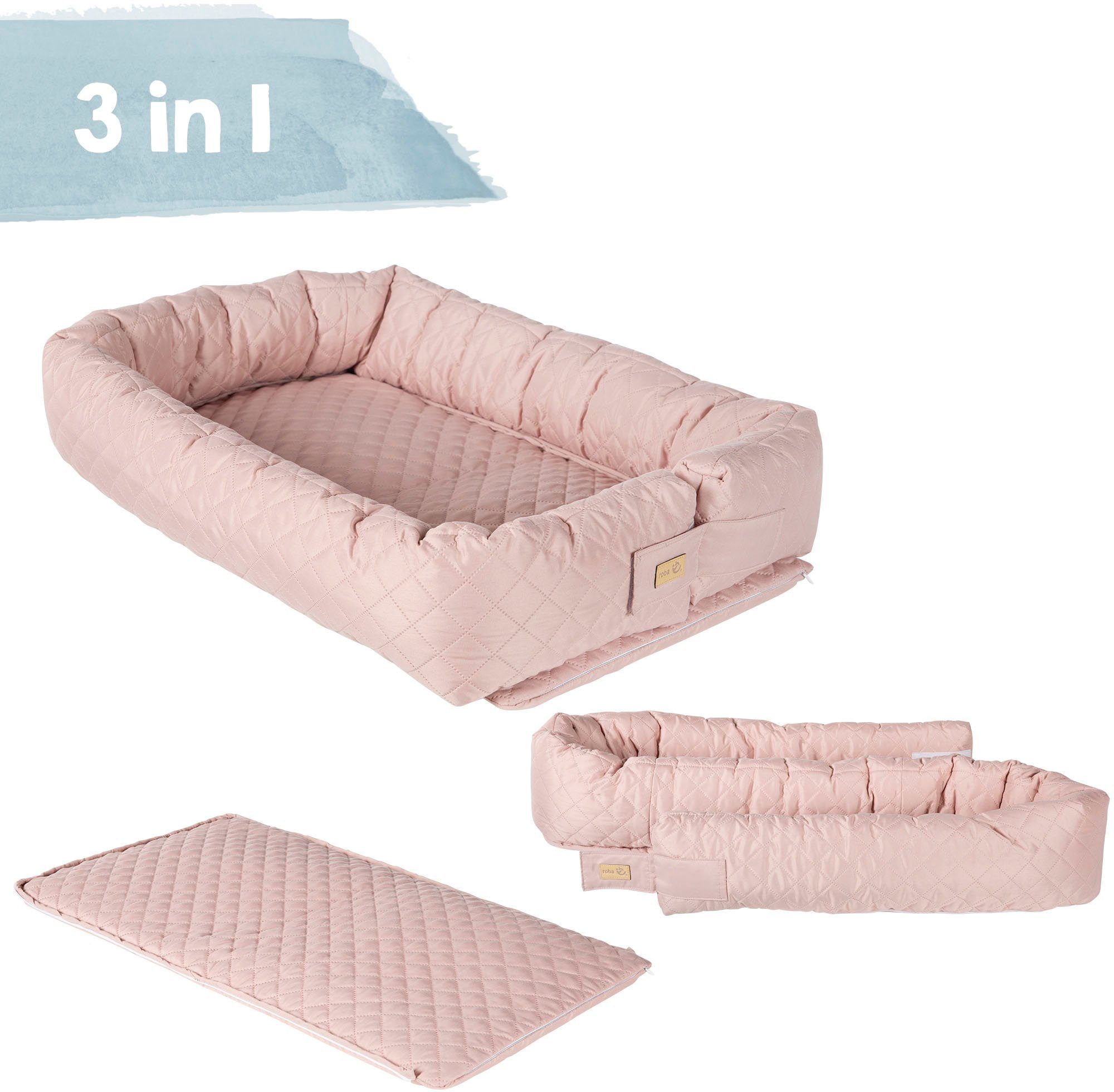 roba® Kuschelnest Babylounge, Style, rose/mauve, 3in1